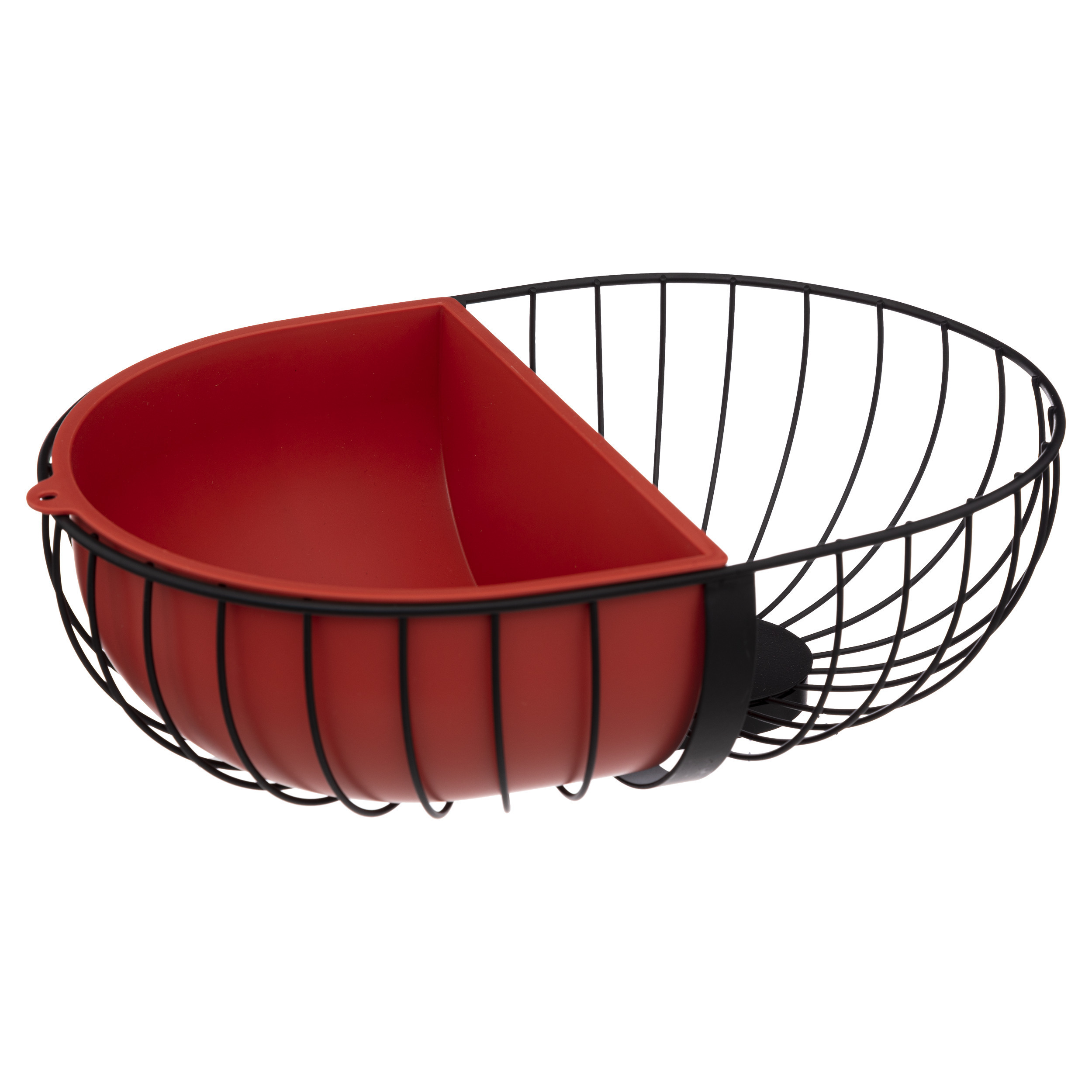 Secret de Gourmet Fruitschaal - zwart/rood - 30 x 20 cm - metaal - met inzetbakje -