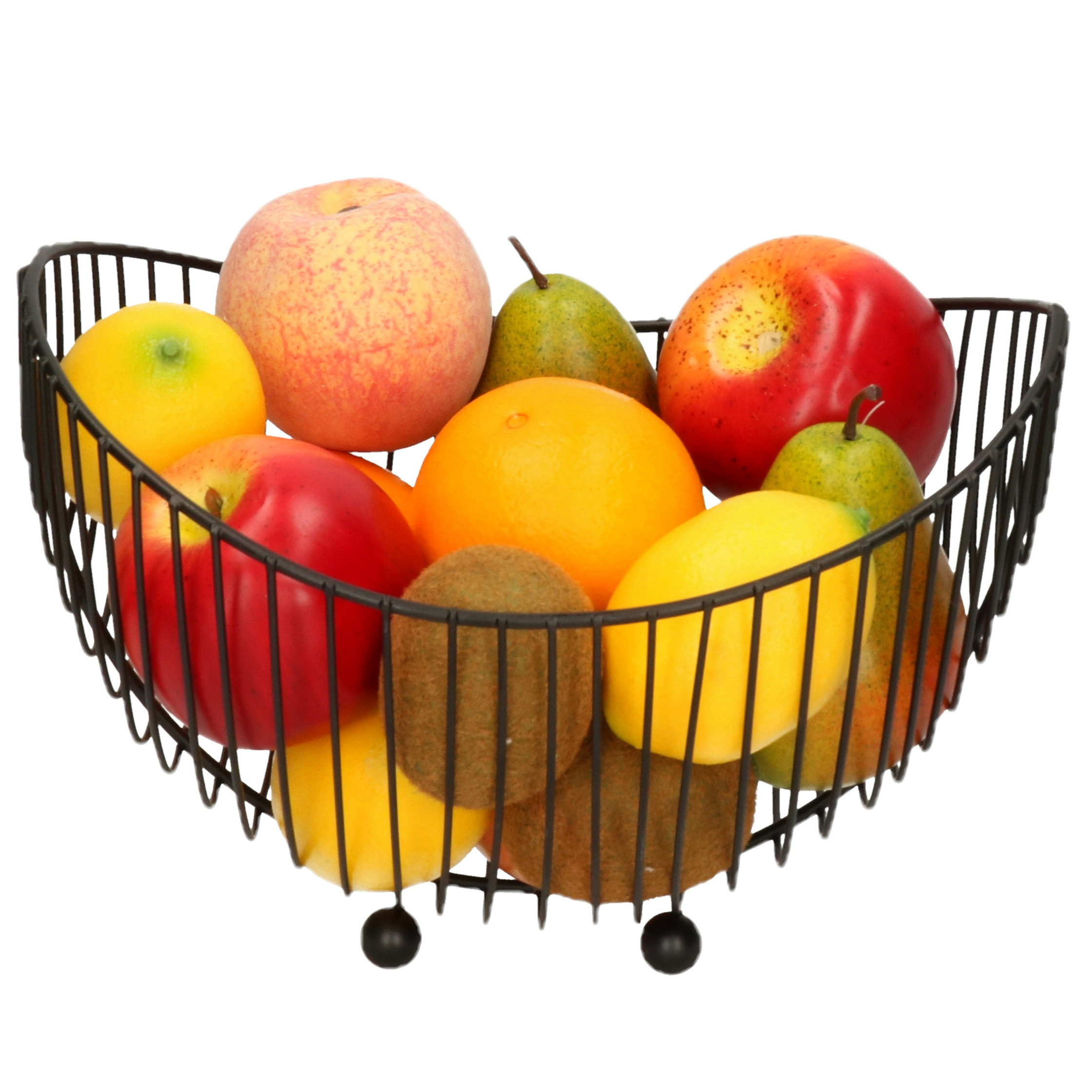 Merkloos Fruitmand/fruitschaal zwart ovaal 25 x 22 x 18 cm -