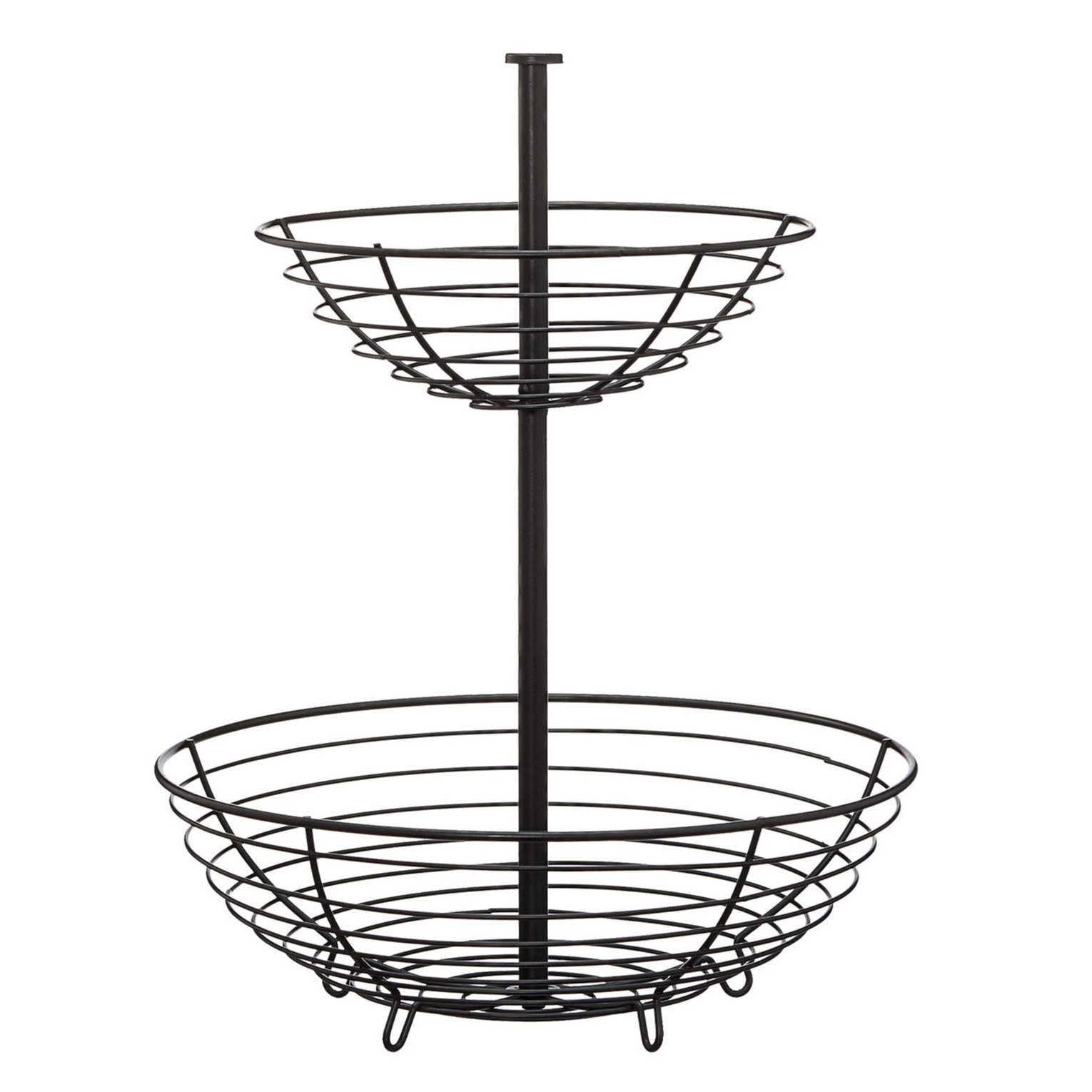 Cepewa fruitschaal - zwart - metalen - 30 x cm - rond - etag℃re 2 lagen -