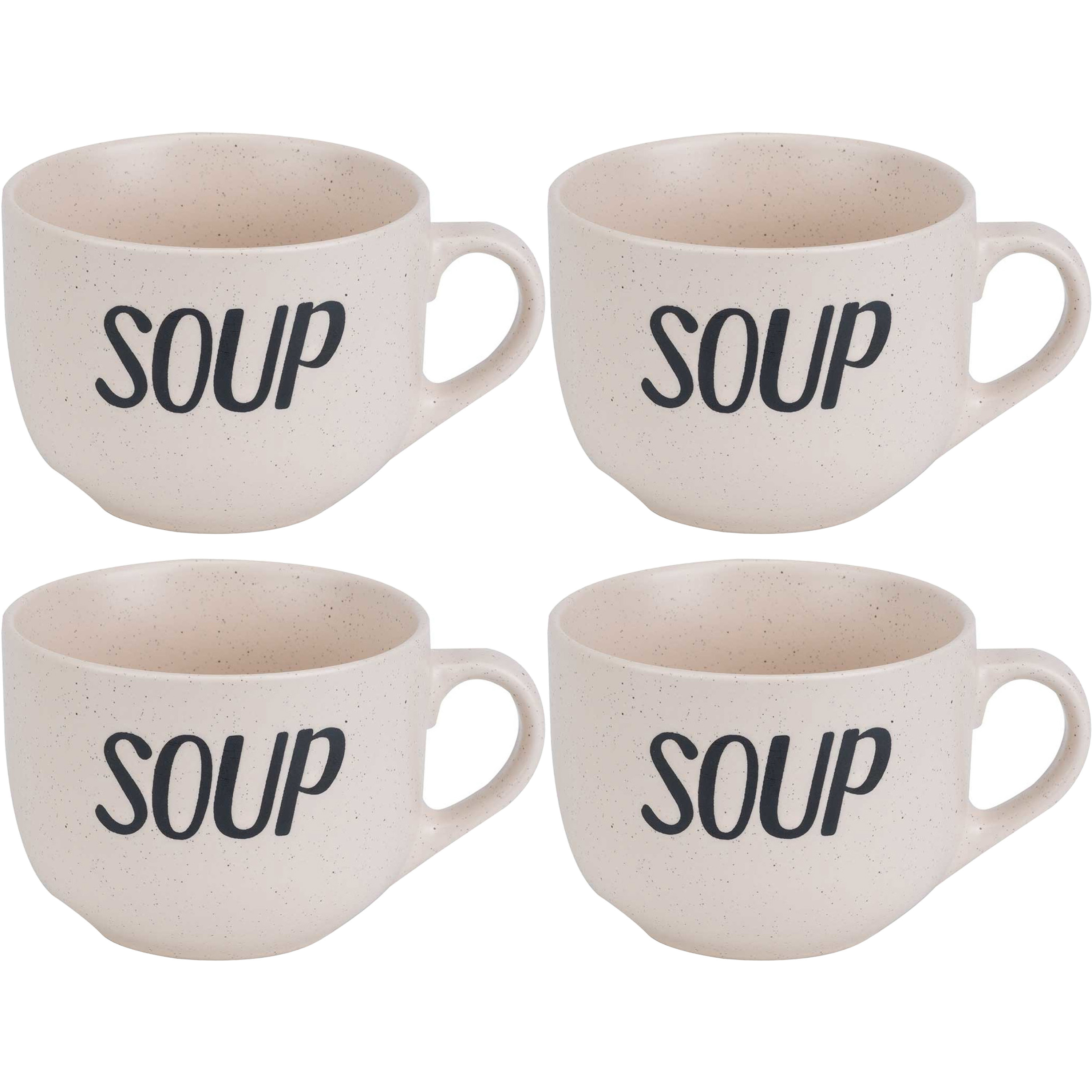 Cosy & Trendy Soepbekers - 4x stuks - Creme wit - 11 cm - 510 ml -