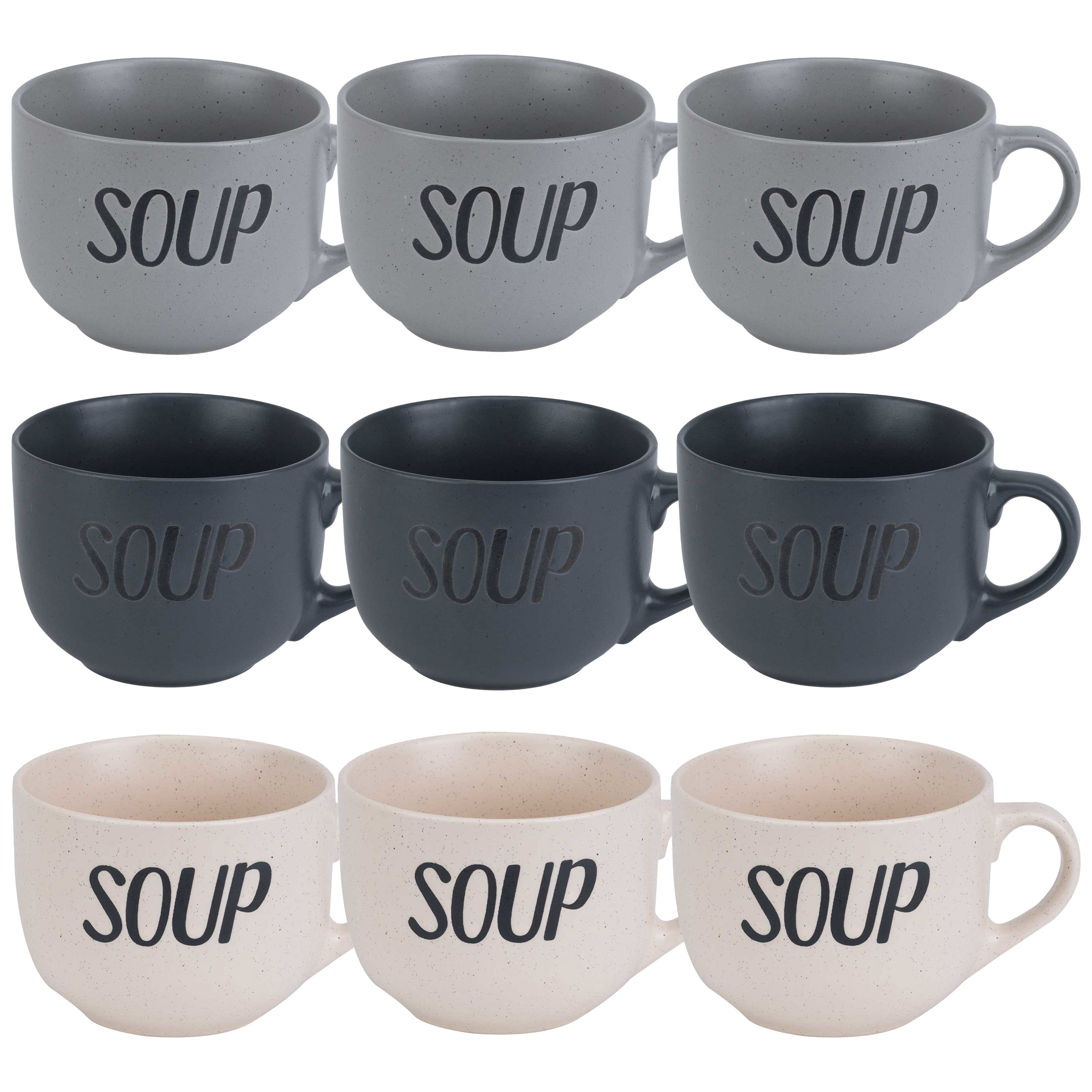 Cosy & Trendy Soepbekers/soepkommen - set 9x stuks - 11 x 8 cm - 510 ml - keramiek - mix kleuren -