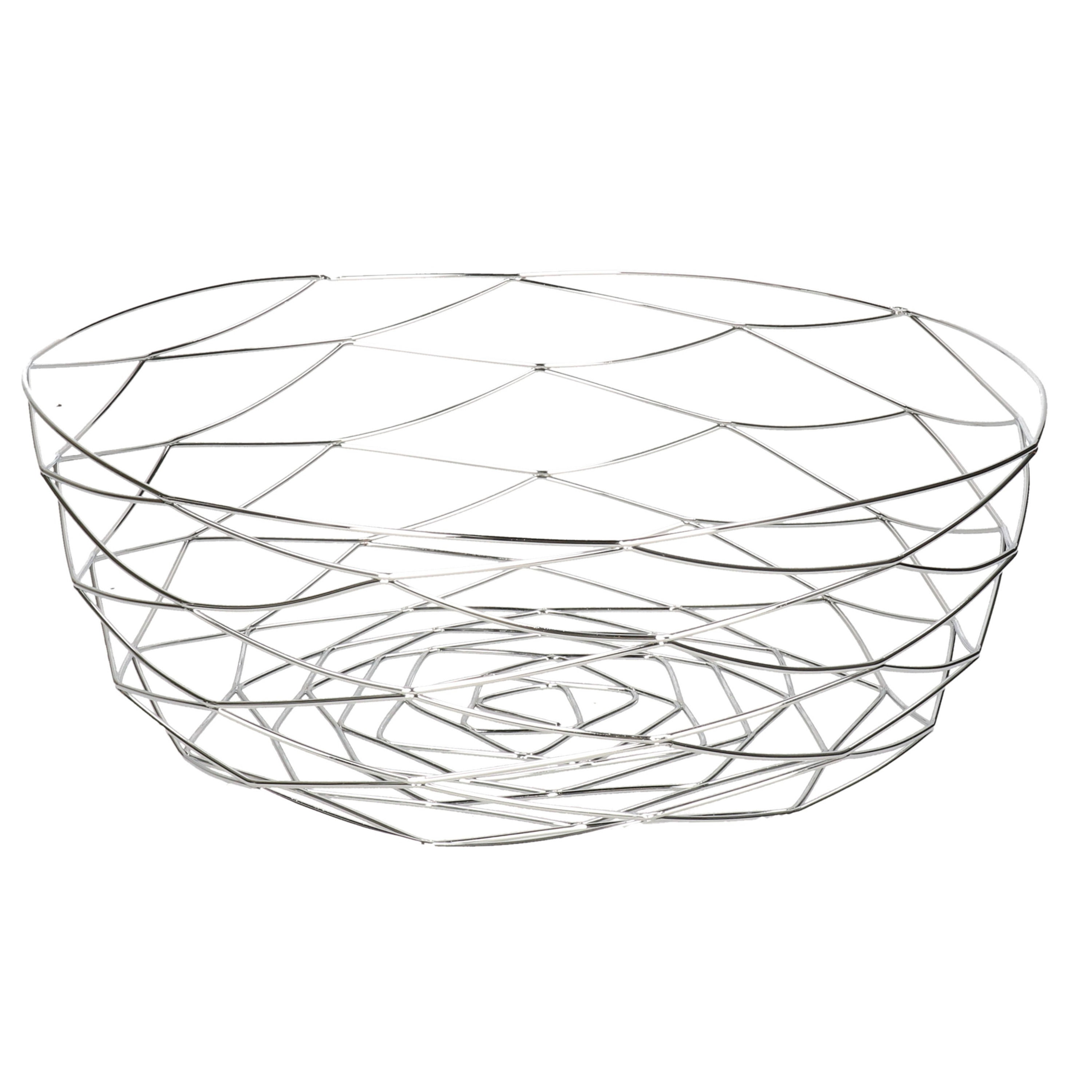 Arte r Fruitschaal - Chrome - metal - 27 x 11 cm - Medium-size - rond - serveerschaal -