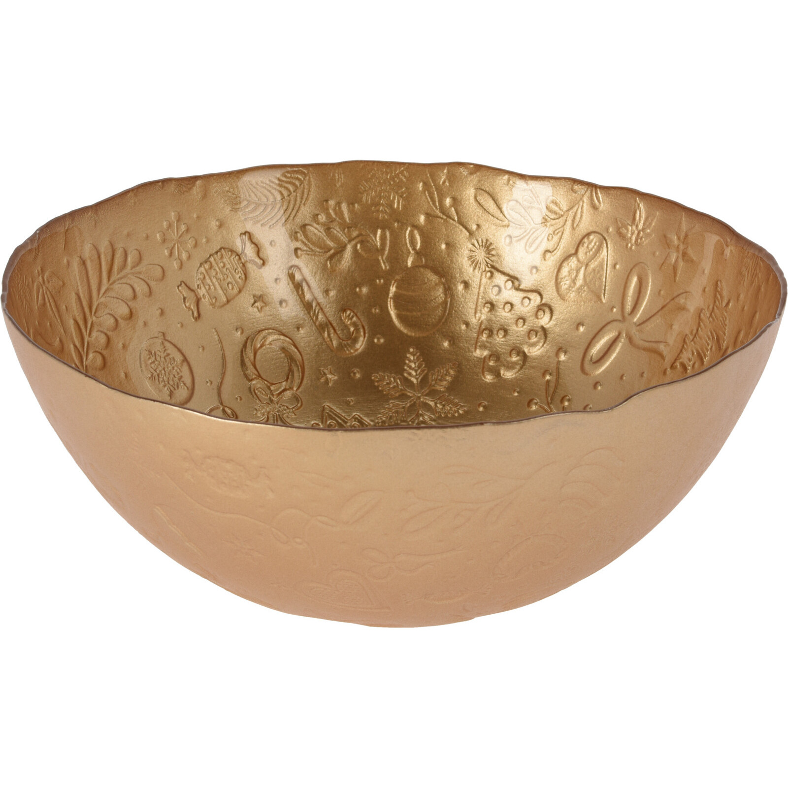 Merkloos Fruitschaal - goud - glas - D28 x H11,5 cm - rond - kerst schaal -