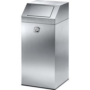 VAR Roestvast stalen afvalbak, voor binnen en buiten, inhoud 45 l, b x h x d = 320 x 790 x 320 mm, met binnenemmer van roestvast staal