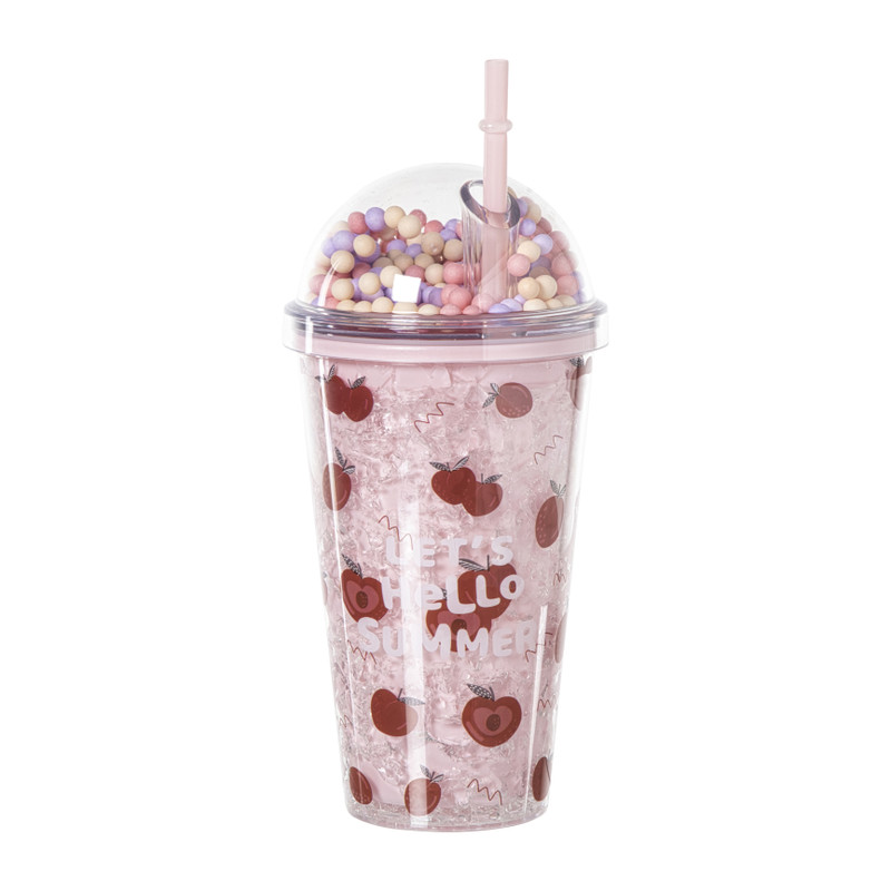 Xenos Funny beker appel - roze - 450 ml