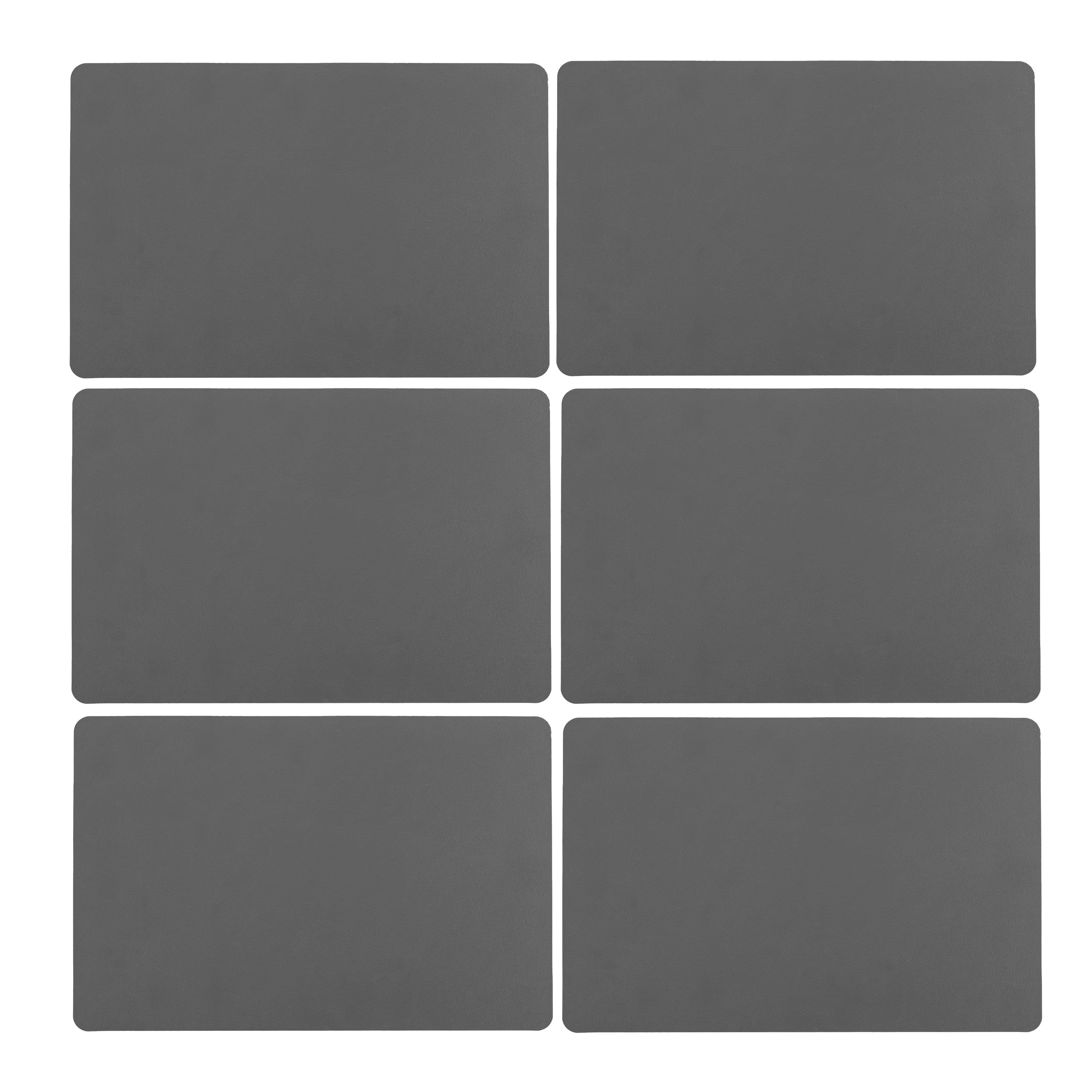 Secret de Gourmet tafel placemat - 12x - PU-leer/leer look - grijs - 45 x 30 cm - Tafel onderleggers -