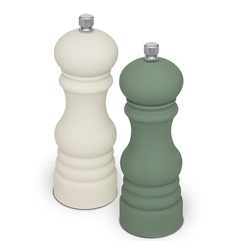 5five Pepermolen/zoutmolen set - kunststof℃ - groen / wit - 15 cm -