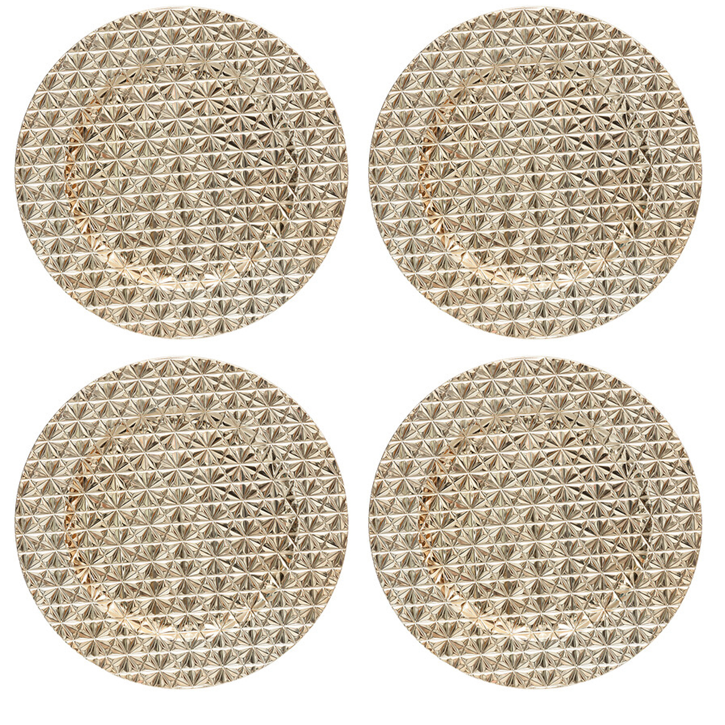 Feeric lights & Christmas Diner/Kerstdiner Onderborden ℃ goud - 4x - Kerstprint ℃ Rond ℃ D33 cm ℃ Feesttafel Decoratie -