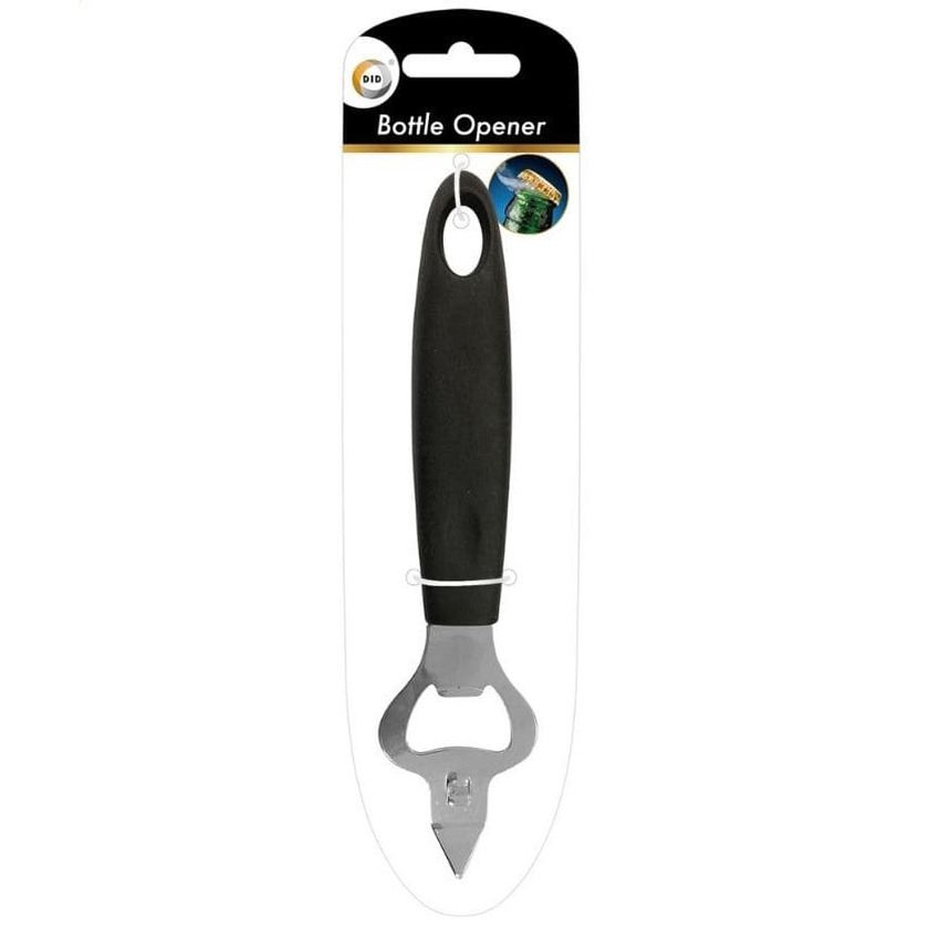 DID Flesopener - zwart - kunststof en RVS - 18 cm - Keukengerei -