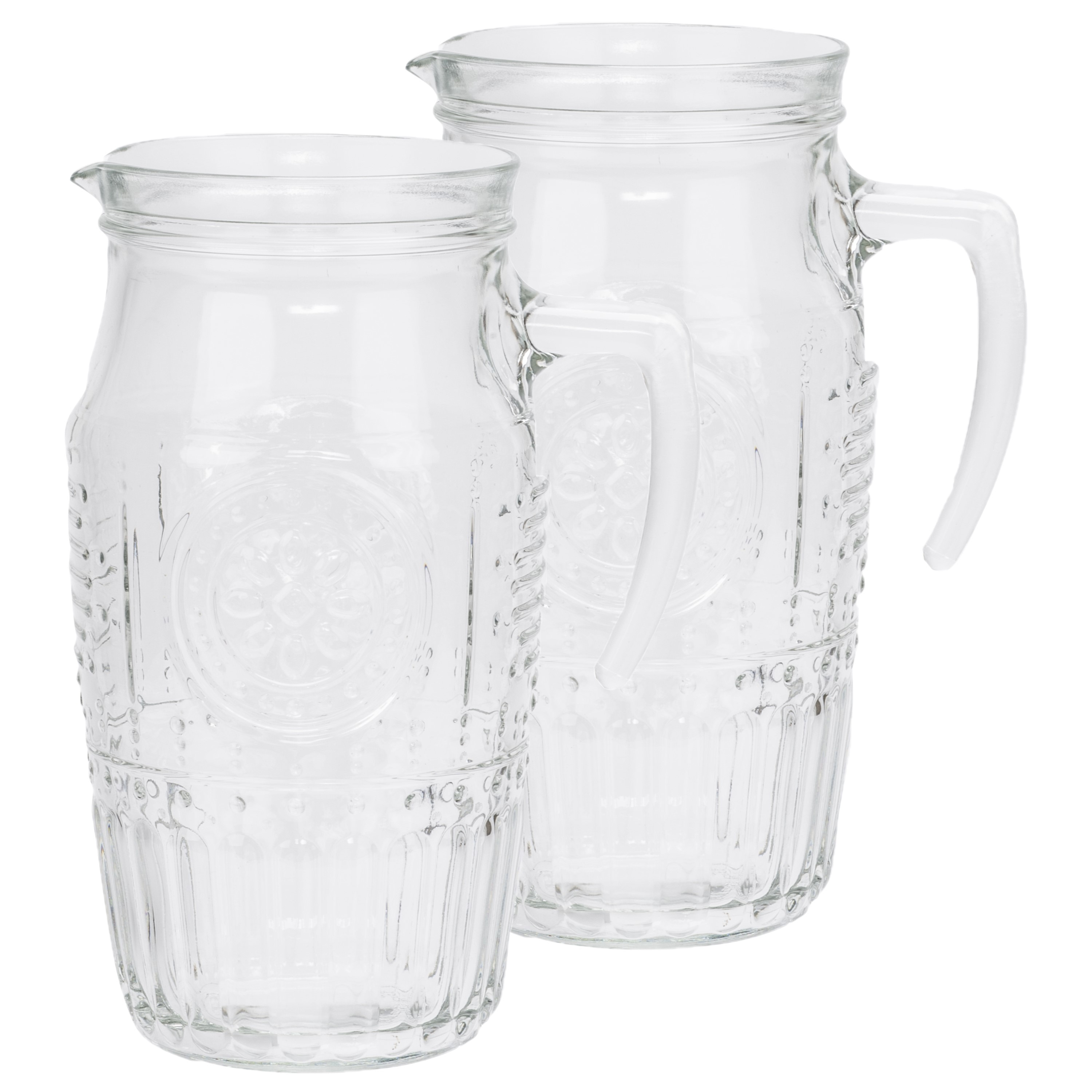 Bormioli Rocco schenkkan/waterkan - 2x stuks - Glas - zonder deksel - 1,8 liter - Sapkan -