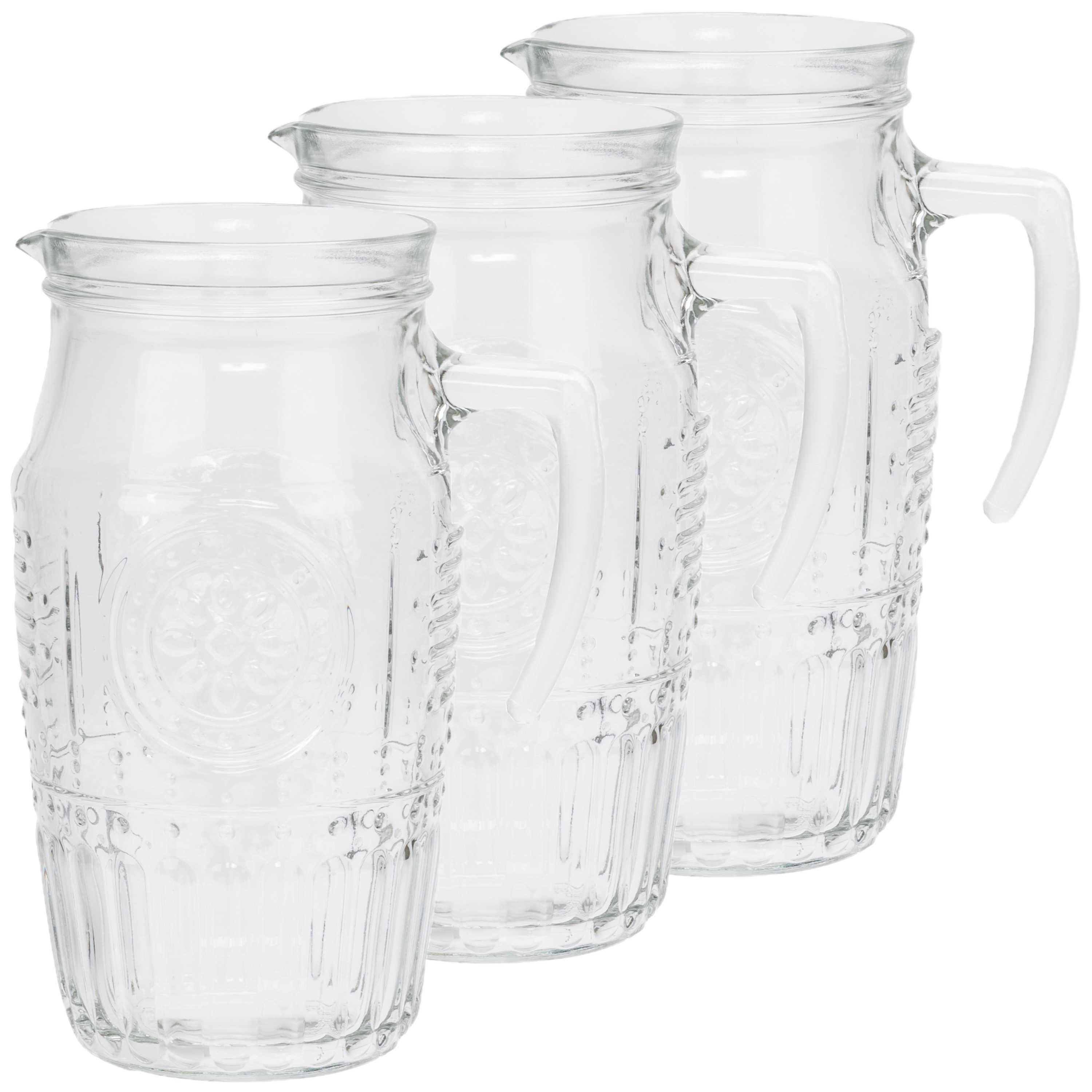 Bormioli Rocco schenkkan/waterkan - 3x stuks - Glas - zonder deksel - 1,8 liter - Sapkan -