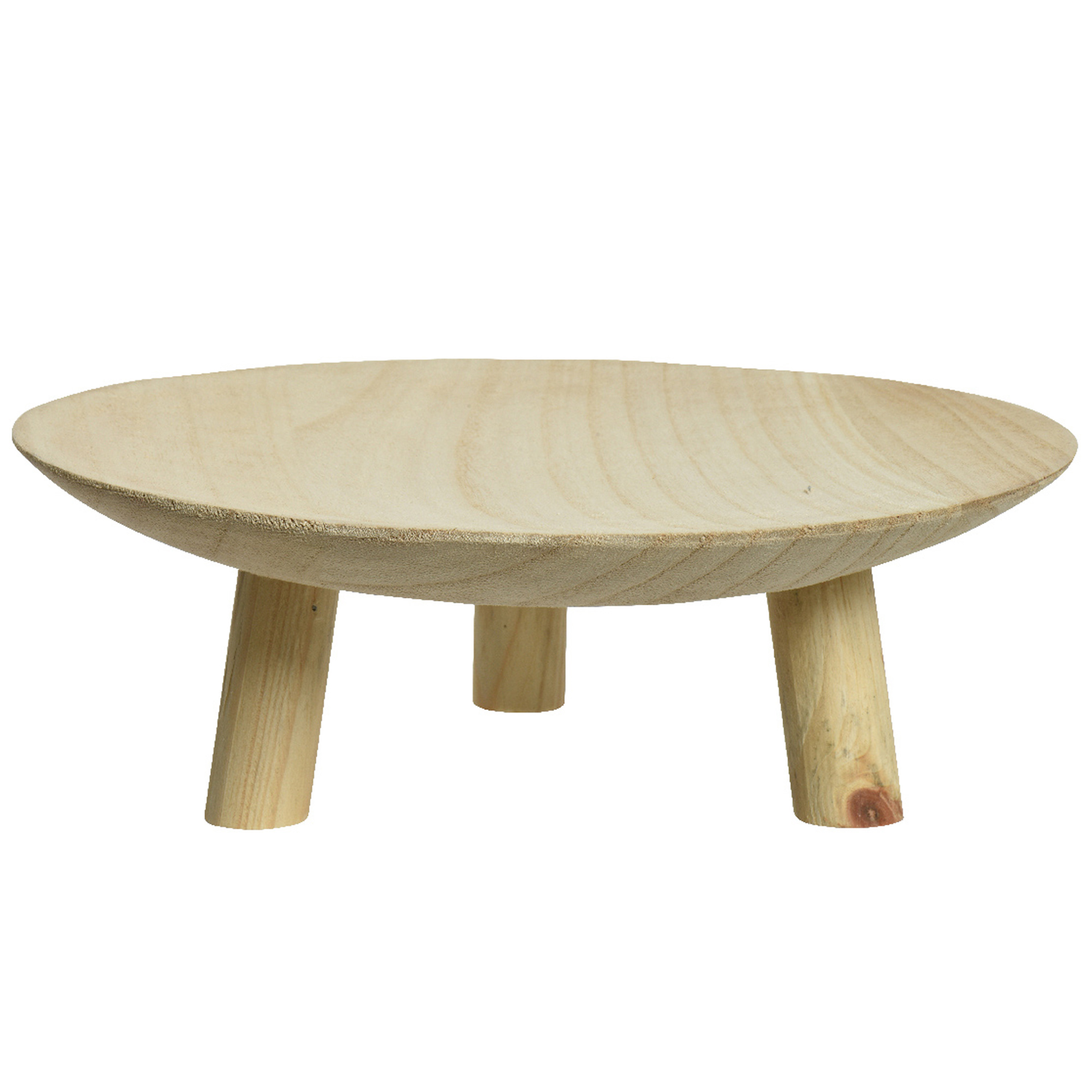 Decoris Fruitschaal - op voet - paulownia hout - 30 x 10 cm - stijlvolle fruitmand -