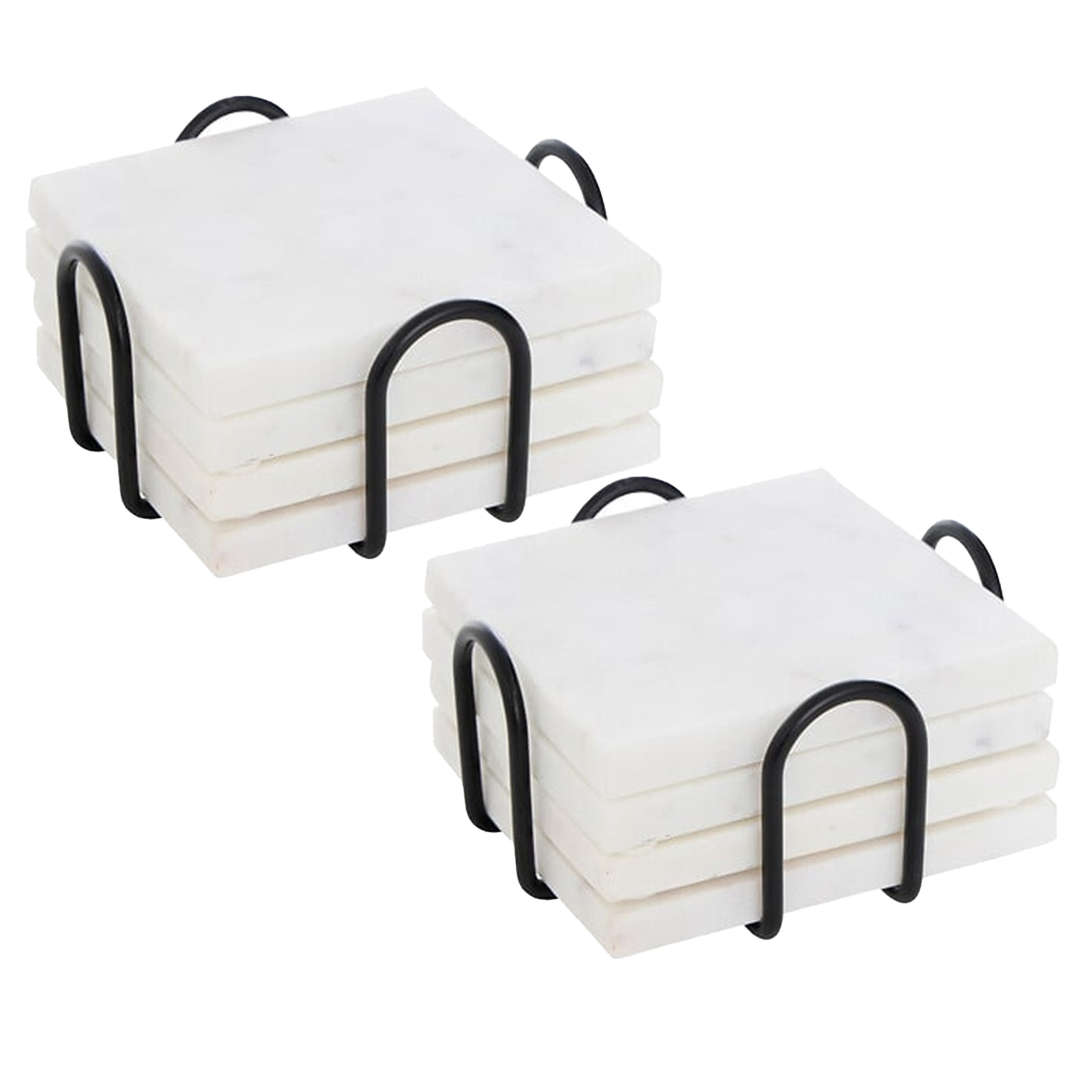 5five Onderzetters voor glazen - marmer - 8x stuks - vierkant - steen - 10 x 10 cm -