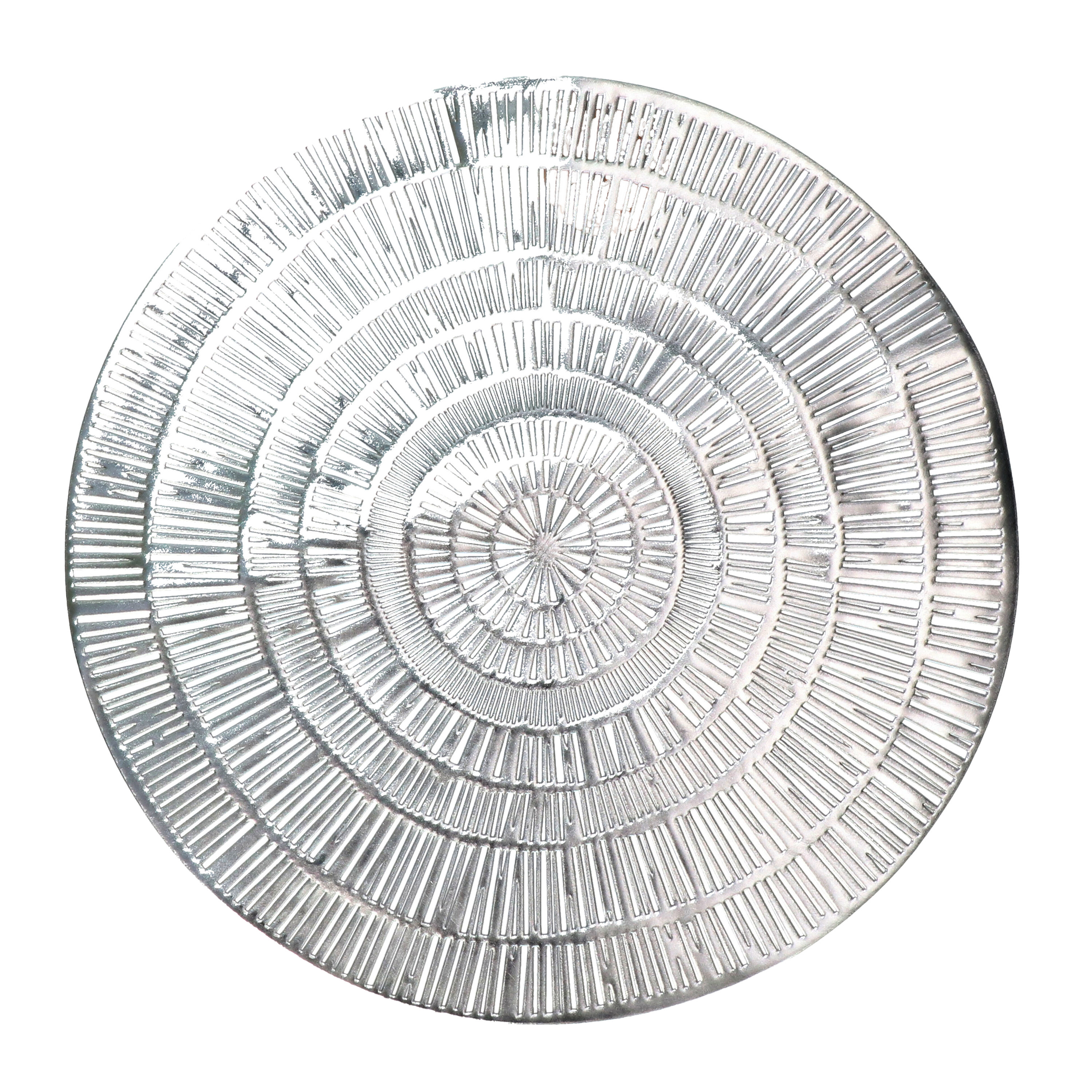 Krist+ Placemat - metallic zilver - rond - D38 cm - kunststof - Voor o.a. Kerstmis/Bruiloft/Feest -