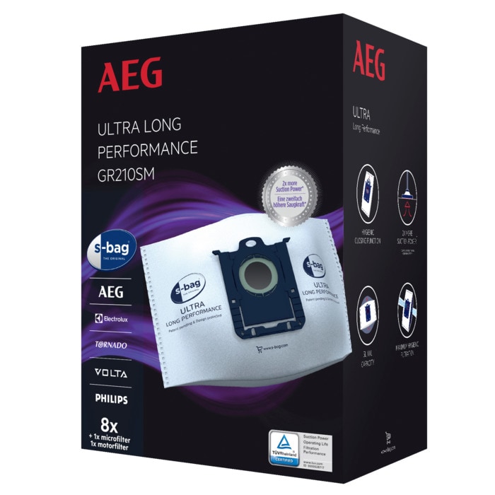 AEG s-bag Ultra Long Performance - 8 stofzuigerzakken en filters 9001688366