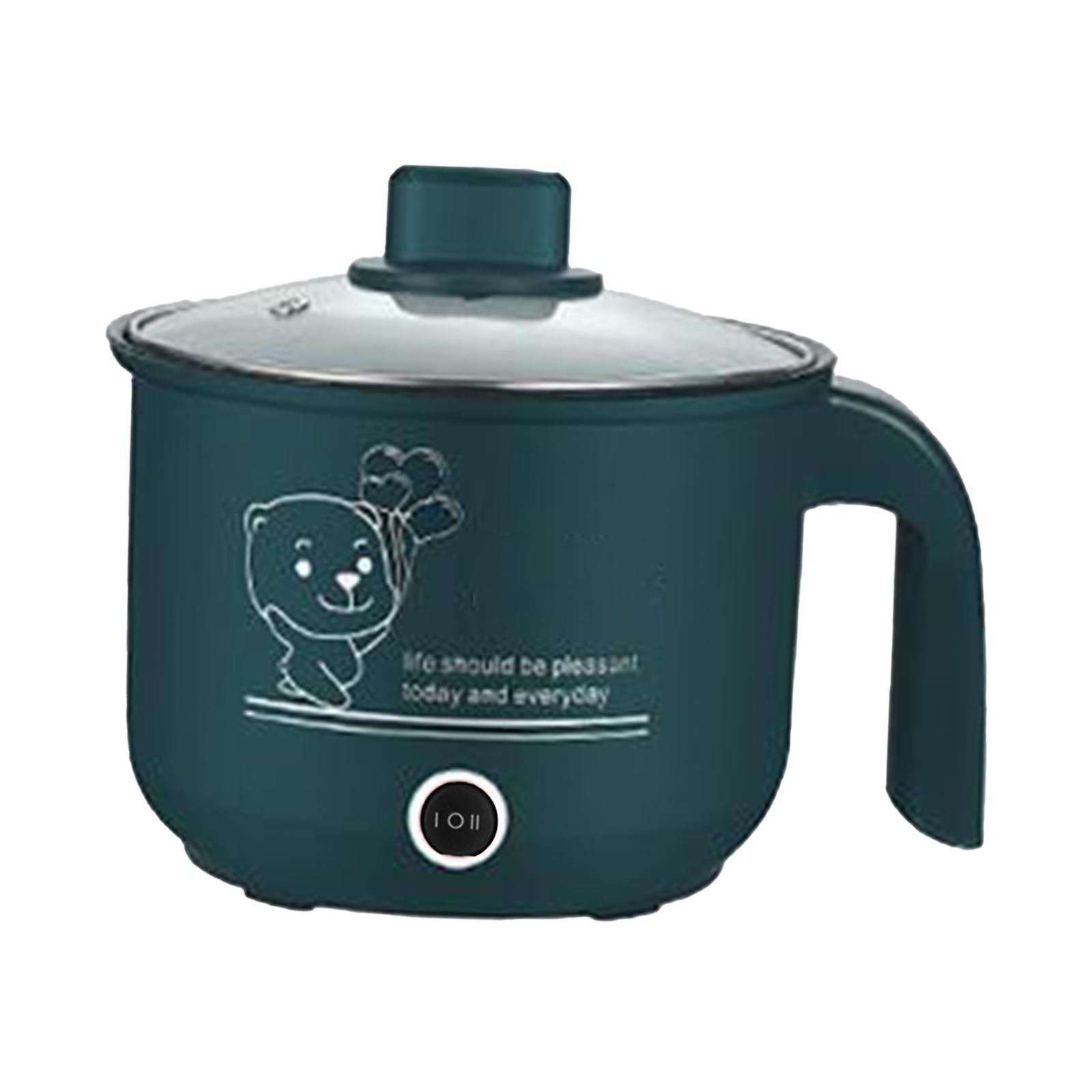 Elegant Living House Electric Cooking Pot Nonstick 1.8L Stainless Steel Multifunctional 2 Gear Electric Skillet for Noodles Ramen Porridge Eggs groen