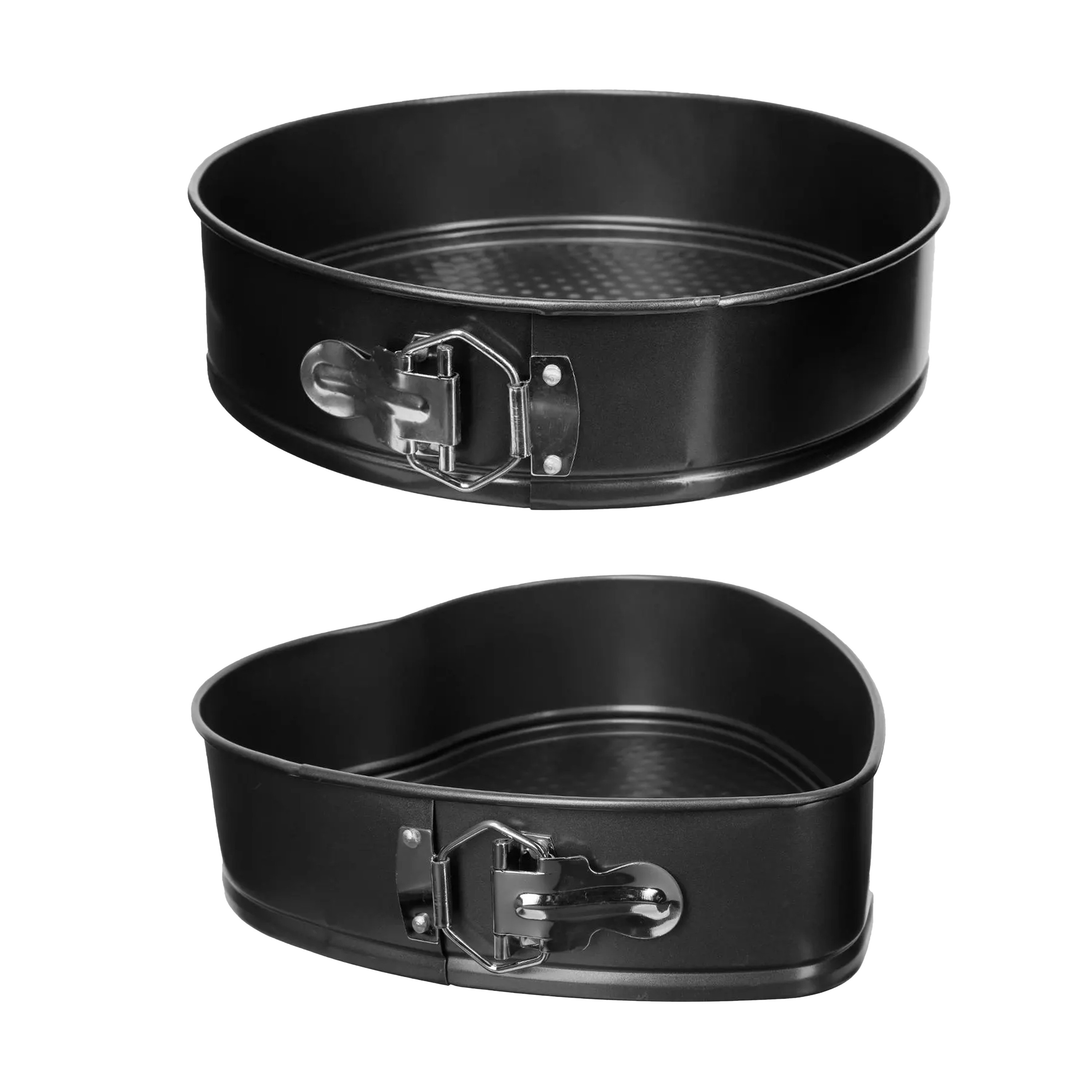 5five Taarten bakvormen/springvormen - metaal - zwart - set van 2 vormen -