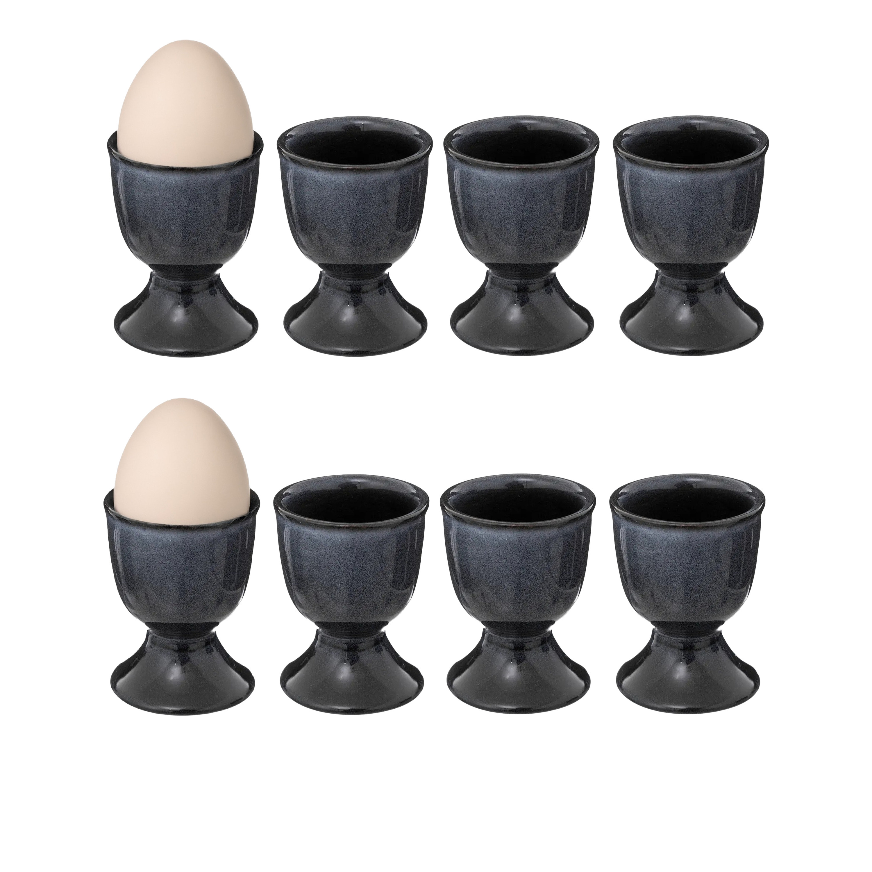 Secret de Gourmet Eierdopjes Blue Stone - set van 8x - donkerblauw - keramiek - 5 x 7 cm -