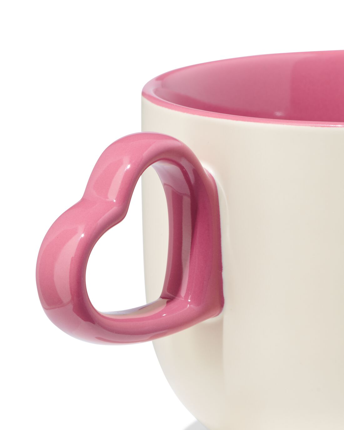 HEMA Mok 480ml Keramiek Met Hartjesoor Crème