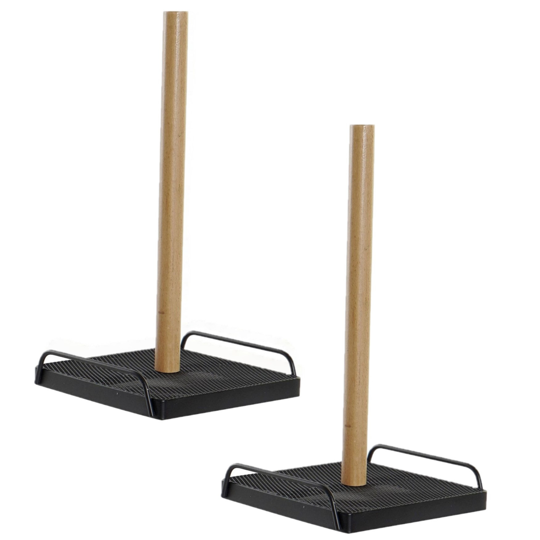 Items Keukenrolhouder - 2x stuks - zwart - 16 x 30 cm - Keukenpapier - keukenrol houders - van hout -