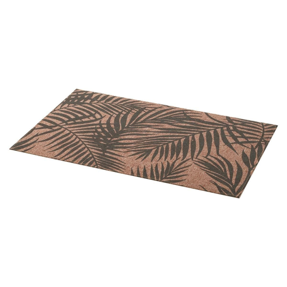 Secret de Gourmet tafel placemats Palm Tree - grijs/bruin - linnen mix - 45 x 30 cm -