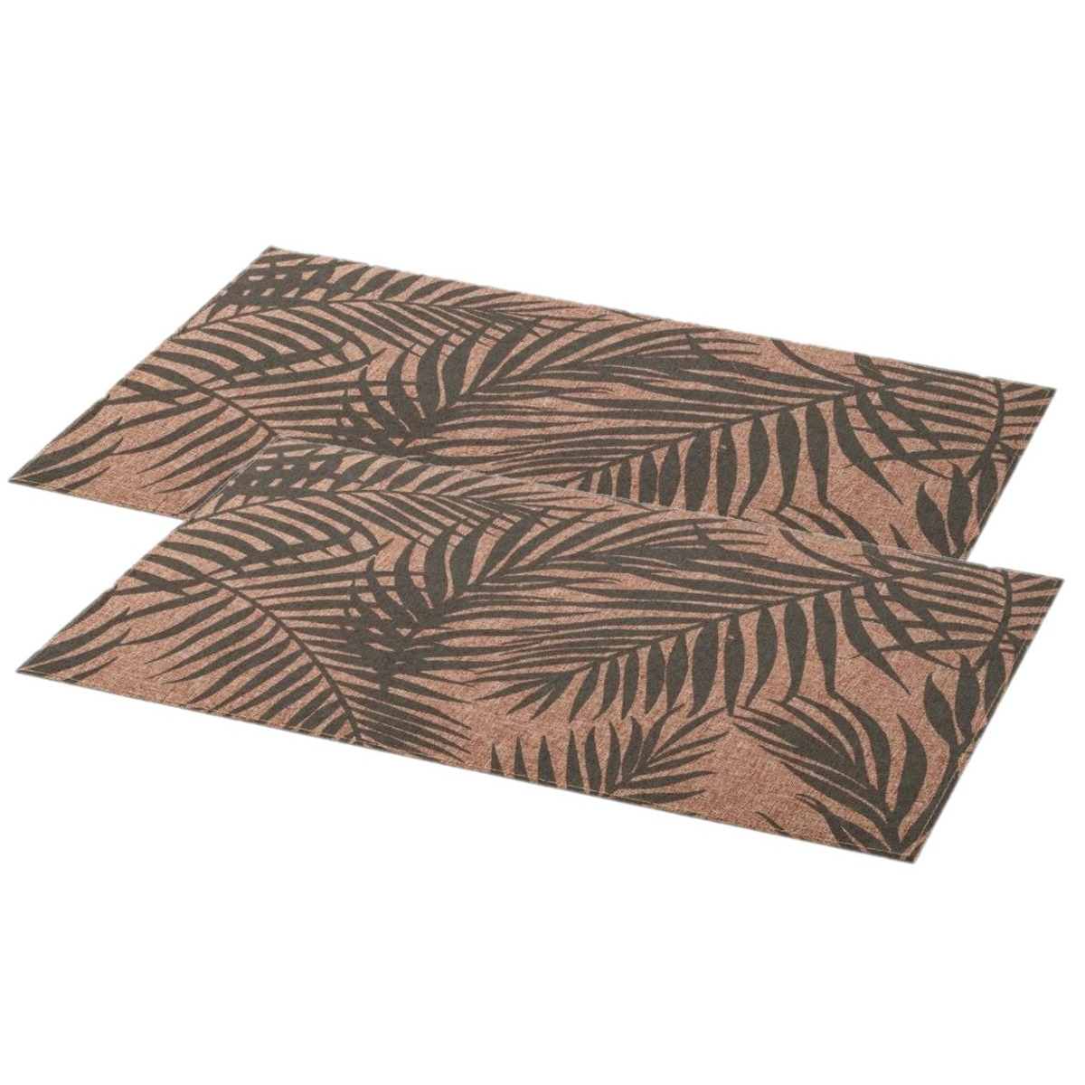 Secret de Gourmet tafel placemats Palm Tree - Set van 4x stuks - grijs/bruin - linnen mix - 45 x 30 -