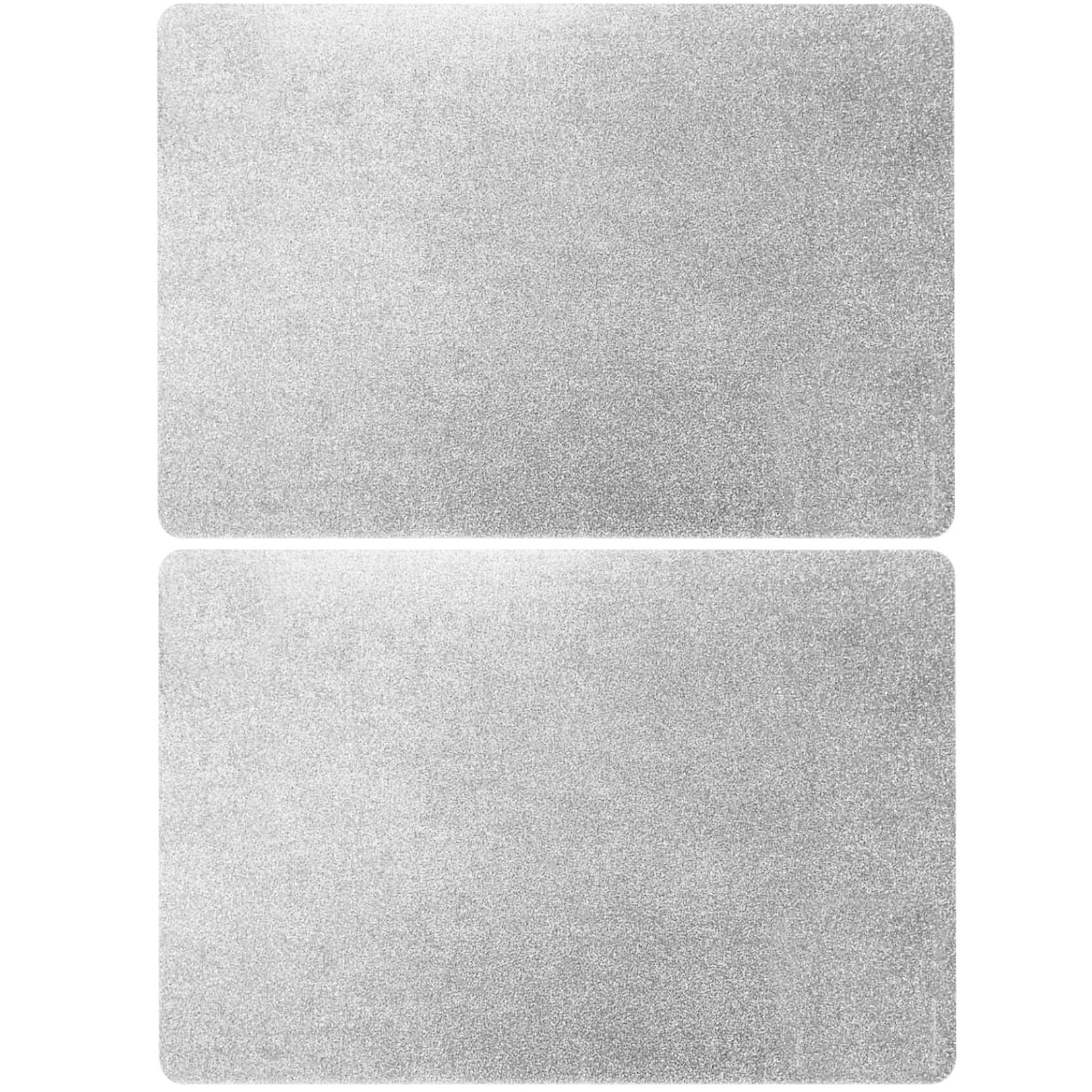 Merkloos Set van 6x stuks rechthoekige placemats zilver met glitters 43,5 x 28,5 cm -