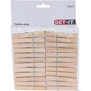 Merkloos Wasknijpers naturel van hout - 144x stuks - 7,5 cm - Huishouding - De was doen -