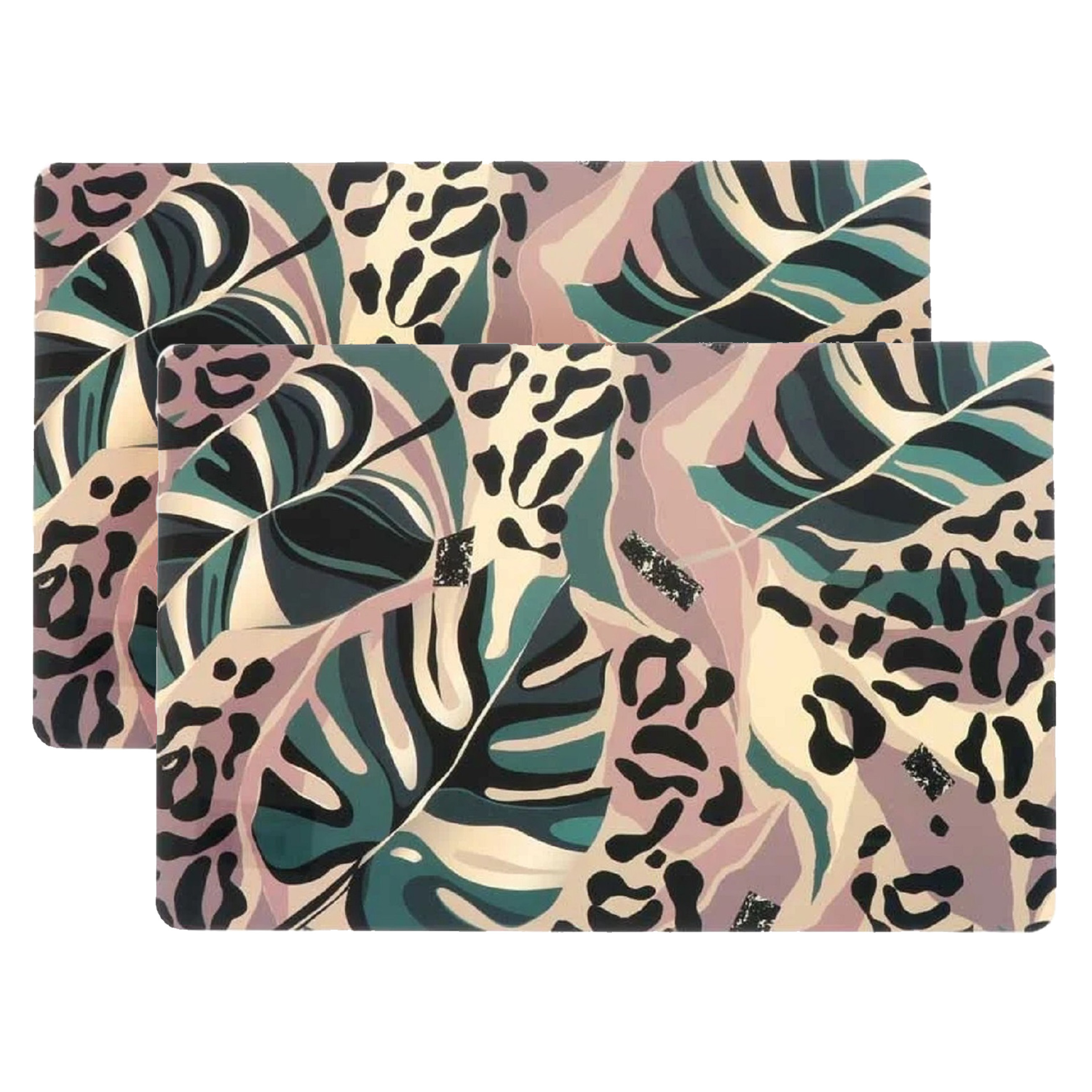Unique Living Placemat Jungle - 4x - Monstera bladeren - x 28 cm - tafeldecoratie -