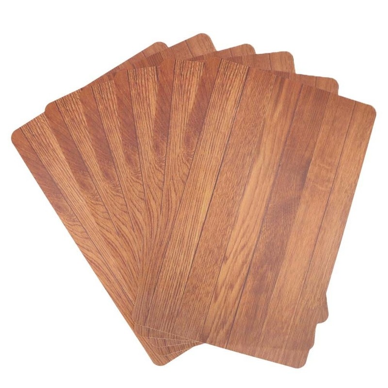 Cosy & Trendy Tafel Placemats - 6x - houten planken print - pvc - x 28 cm - Onderleggers -