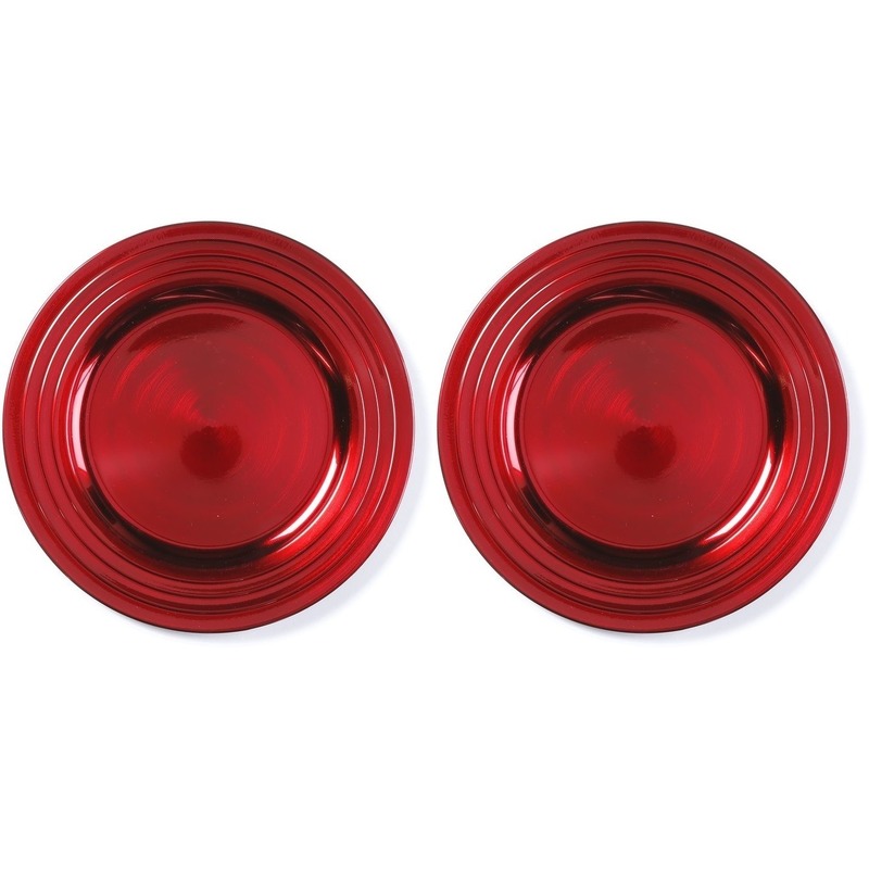 Inge-glas Onderborden - 8x - rood - 33 cm - kunststof - rond - Diner borden -