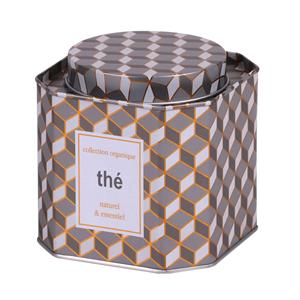 Urban Living Thee bewaarblik - retro print - metaal - 10 x 10 cm - theeblik - losse thee -