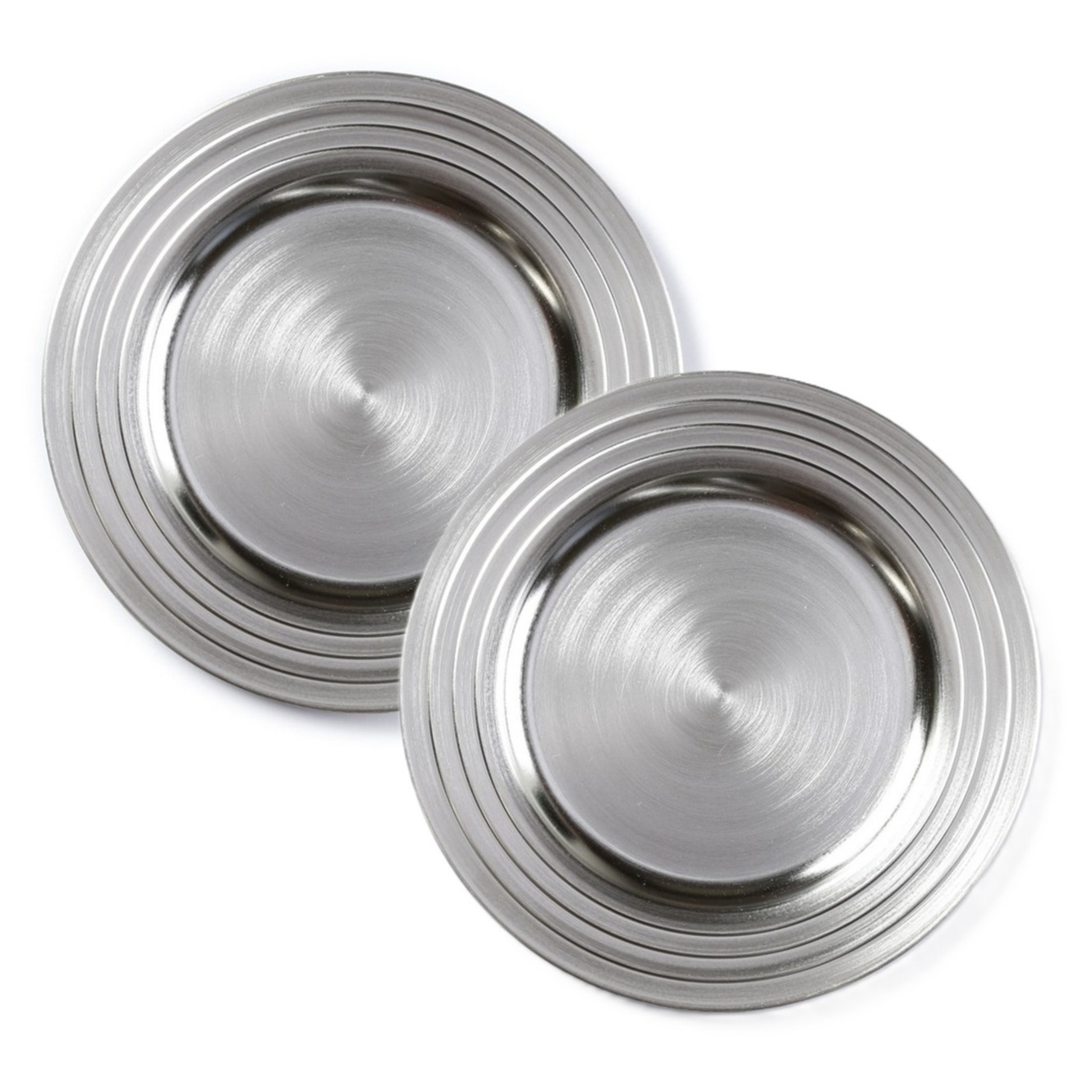 Inge-glas Onderborden - 4x - zilver - 33 cm - rond - kunststof - Diner/kerstdiner borden -