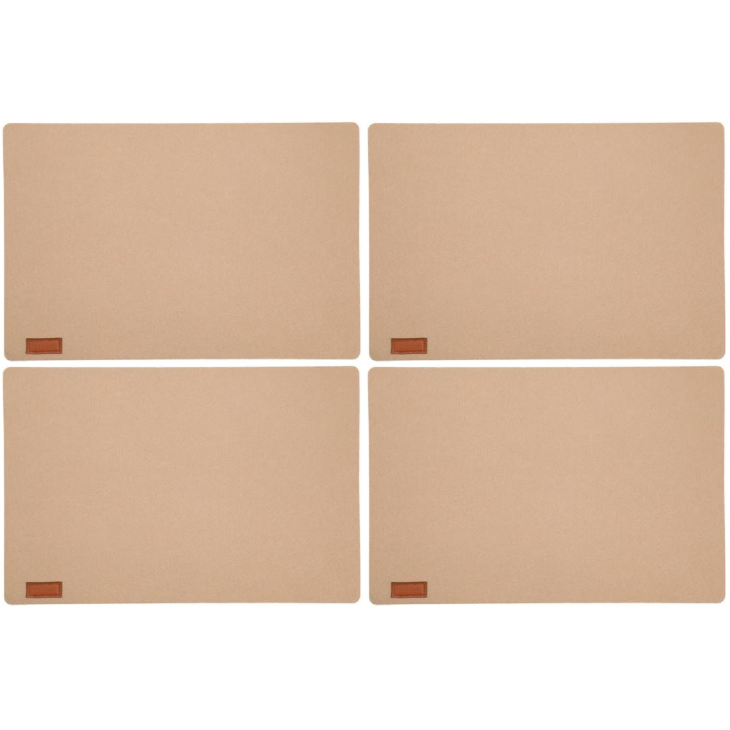 Merkloos Placemats/onderleggers voor op tafel - 10x stuks - beige - 30 x 45 cm - met ronde hoeken -