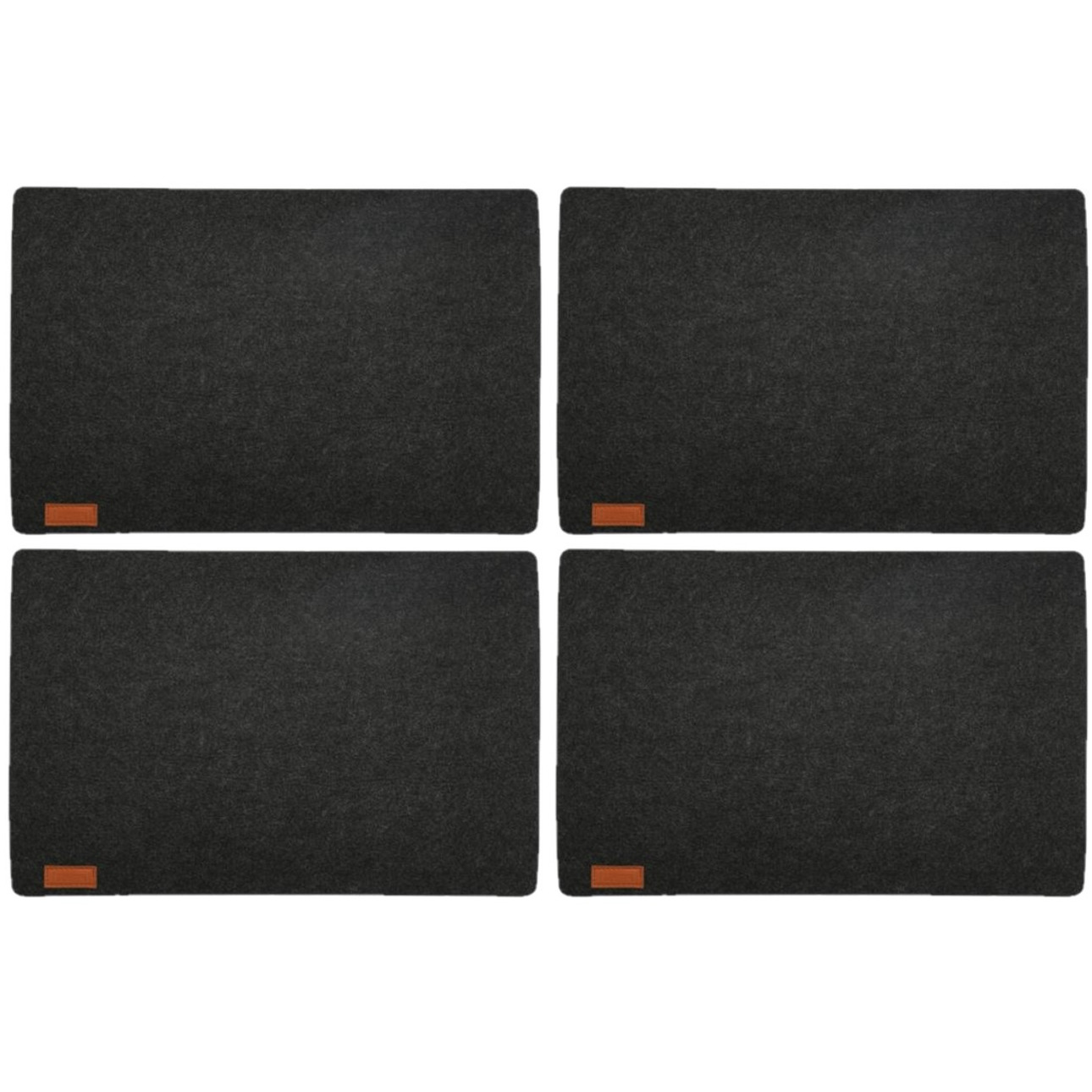 Cepewa Placemats/onderleggers voor op tafel - 12x stuks - antraciet - 30 x 45 cm - met ronde hoeken -