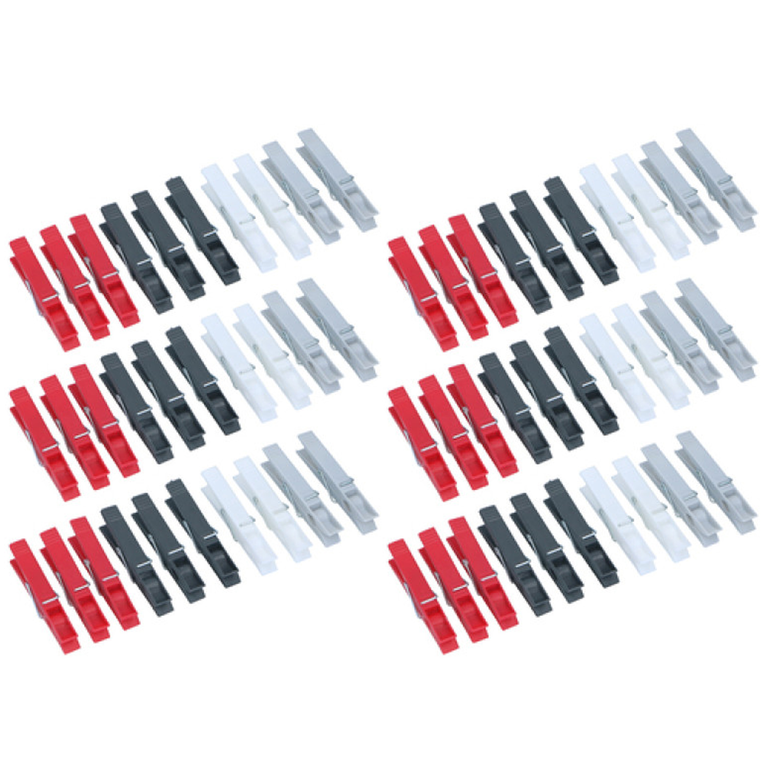 Dirt Devil Kunststof wasknijpers - 60x knijpers - Rood/zwart/wit/grijs - 7 cm - kunststof -