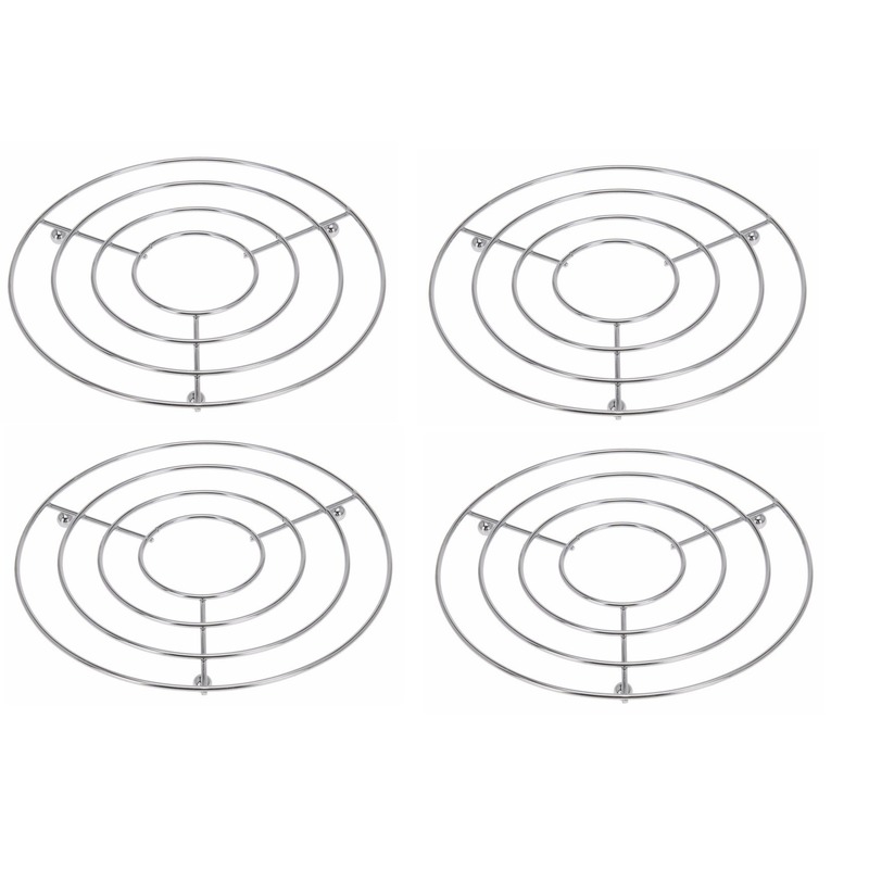 Merkloos Excellent Houseware Onderzetter - 4x - zilver - metaal - Dia 20 cm - rond - pannenonderzetter -
