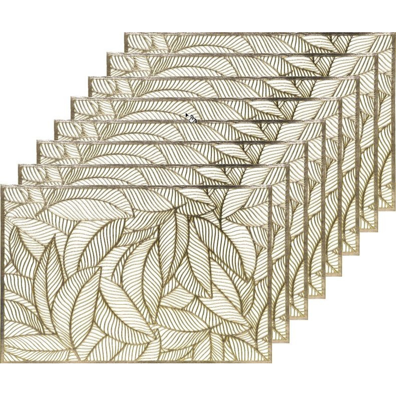 Decoris Tafel placemats - 8x - gouden bladeren - 30 x 45 cm - diner - ontbijt - kerst -