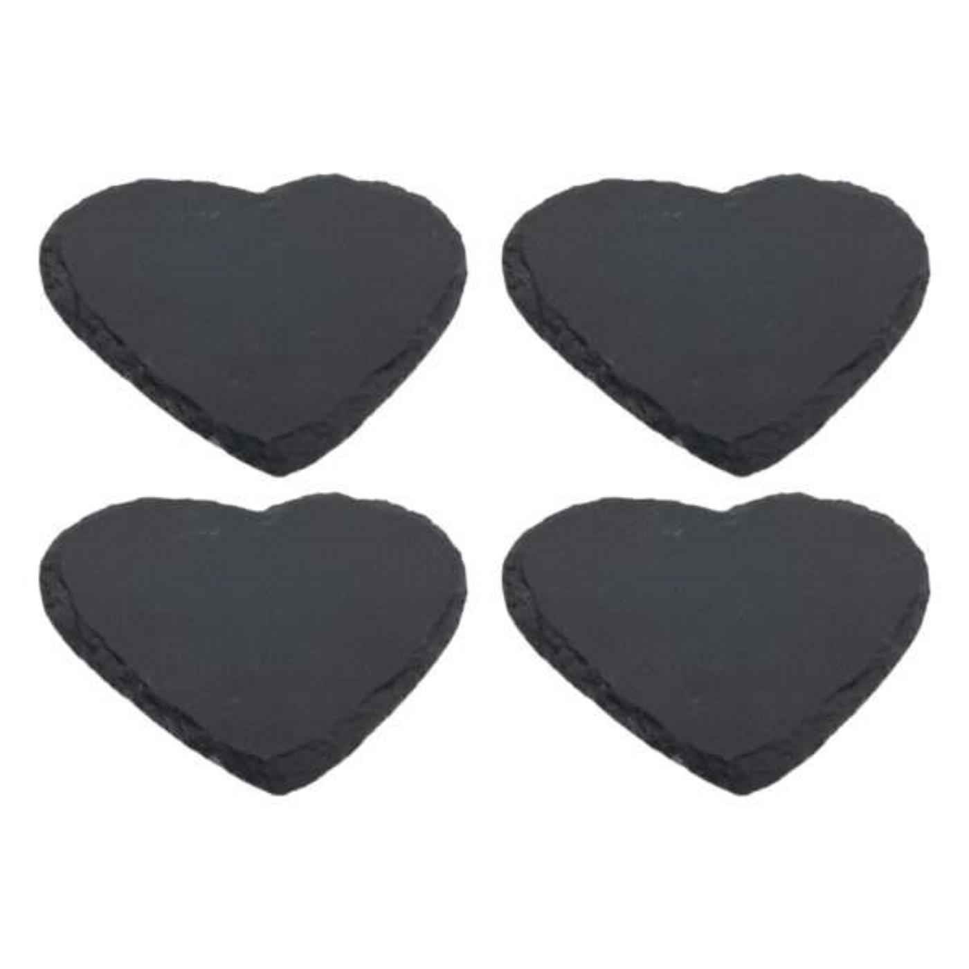 Merkloos Onderzetter leisteen hart 10cm set a 4