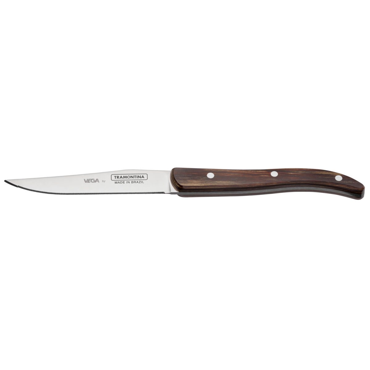Vega Laguiole mes Picanha met doorlopend lemmet; 22.5 cm (L); zilver, Handvat bruin; 6 stuk / verpakking