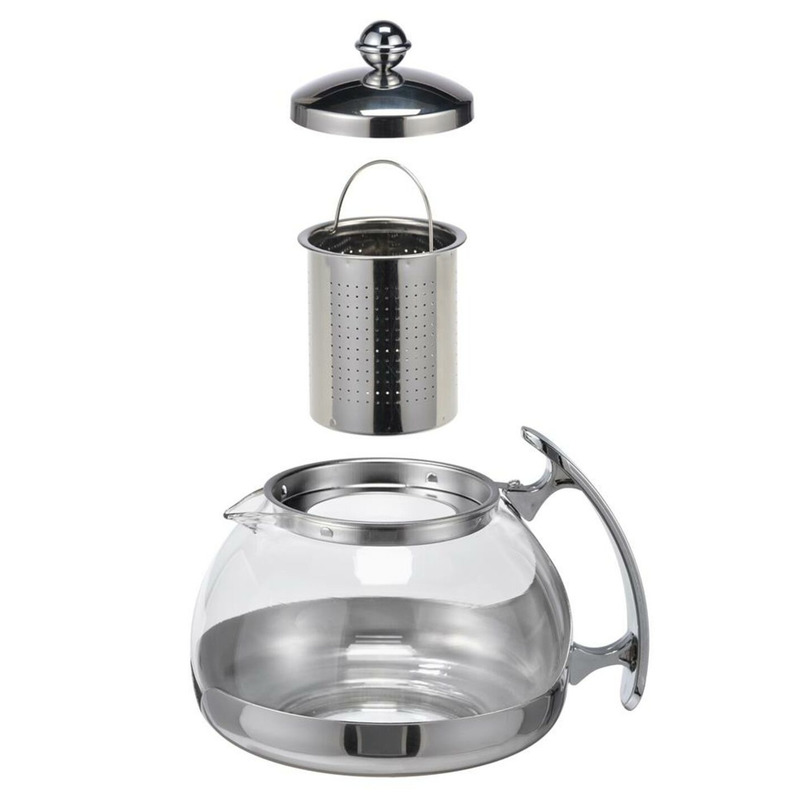 Excellent Houseware theekan - theepot met filter - van glas - 1,2 liter - Theekannen -
