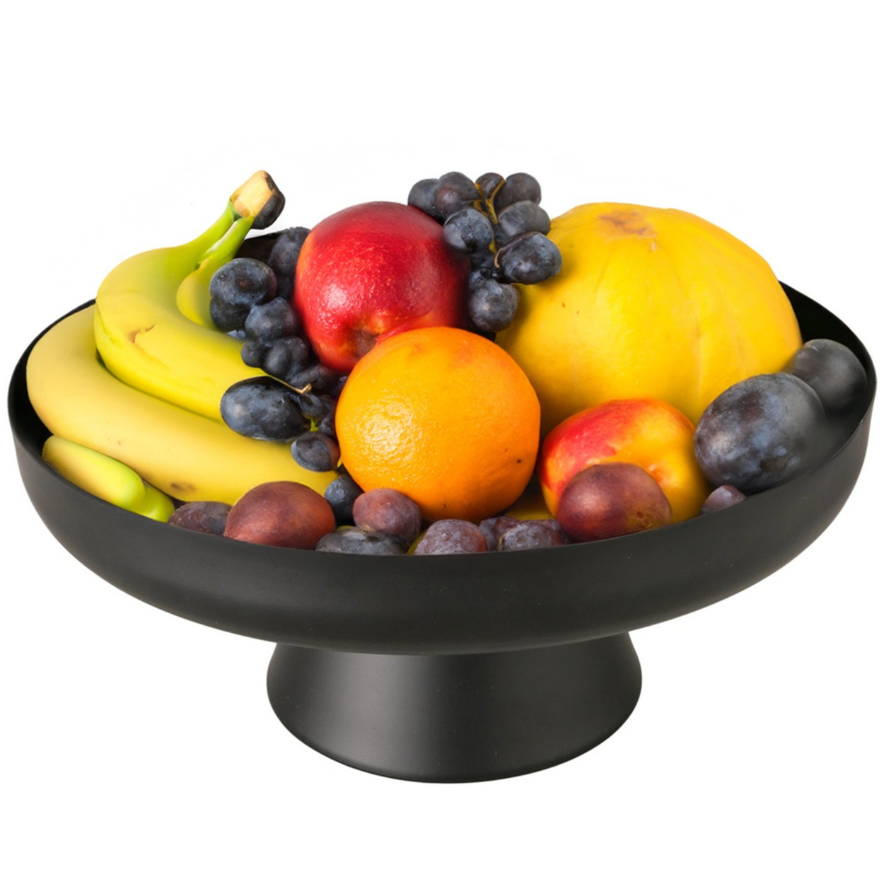 Boltze Fruitschaal/fruitmand - metaal - D30 x H13 cm - zwart - Serveer schaal voedsel -