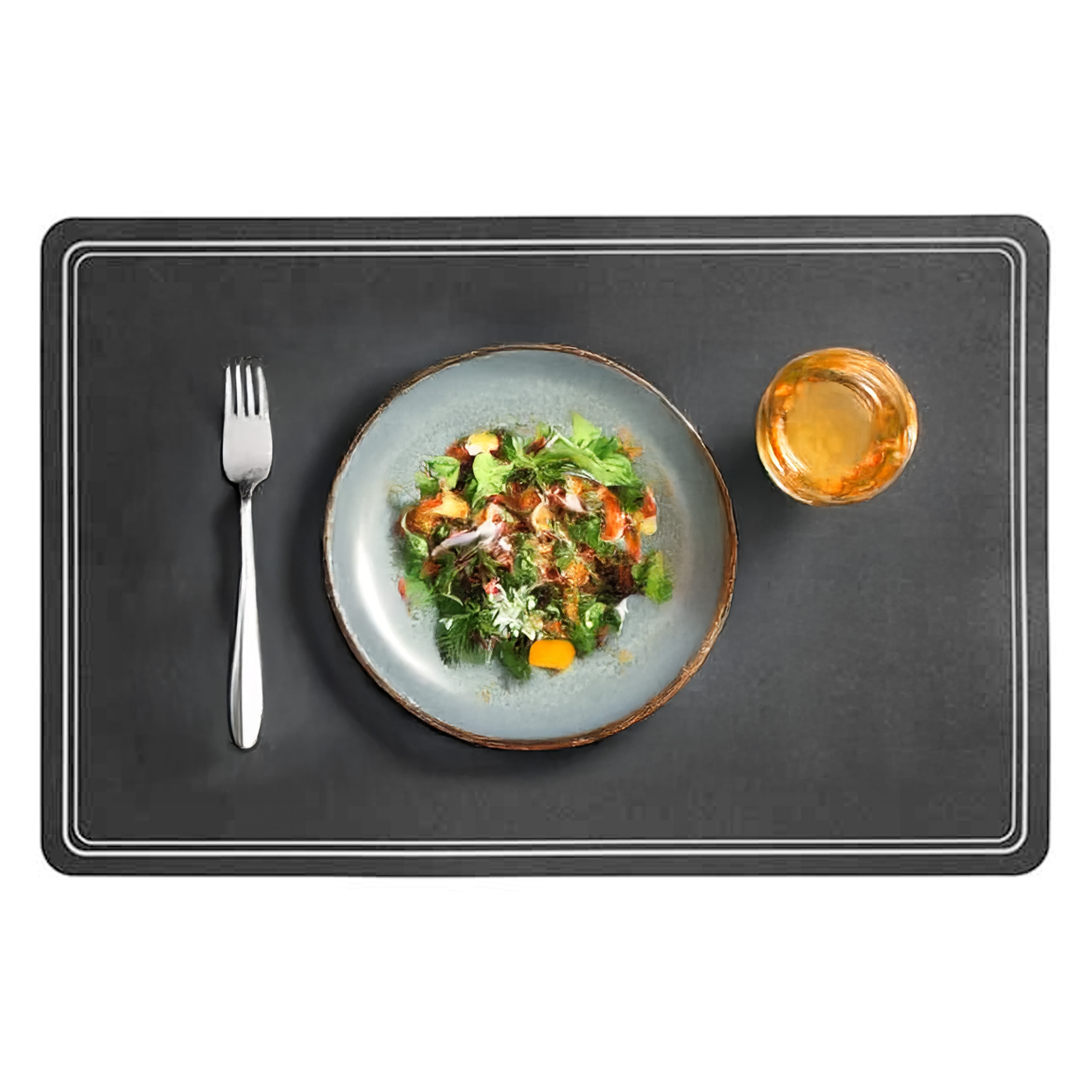 Cosy & Trendy tafel placemat Renee - PU-leer/leer look - zwart - 43 x 30 cm - tafel onderleggers -