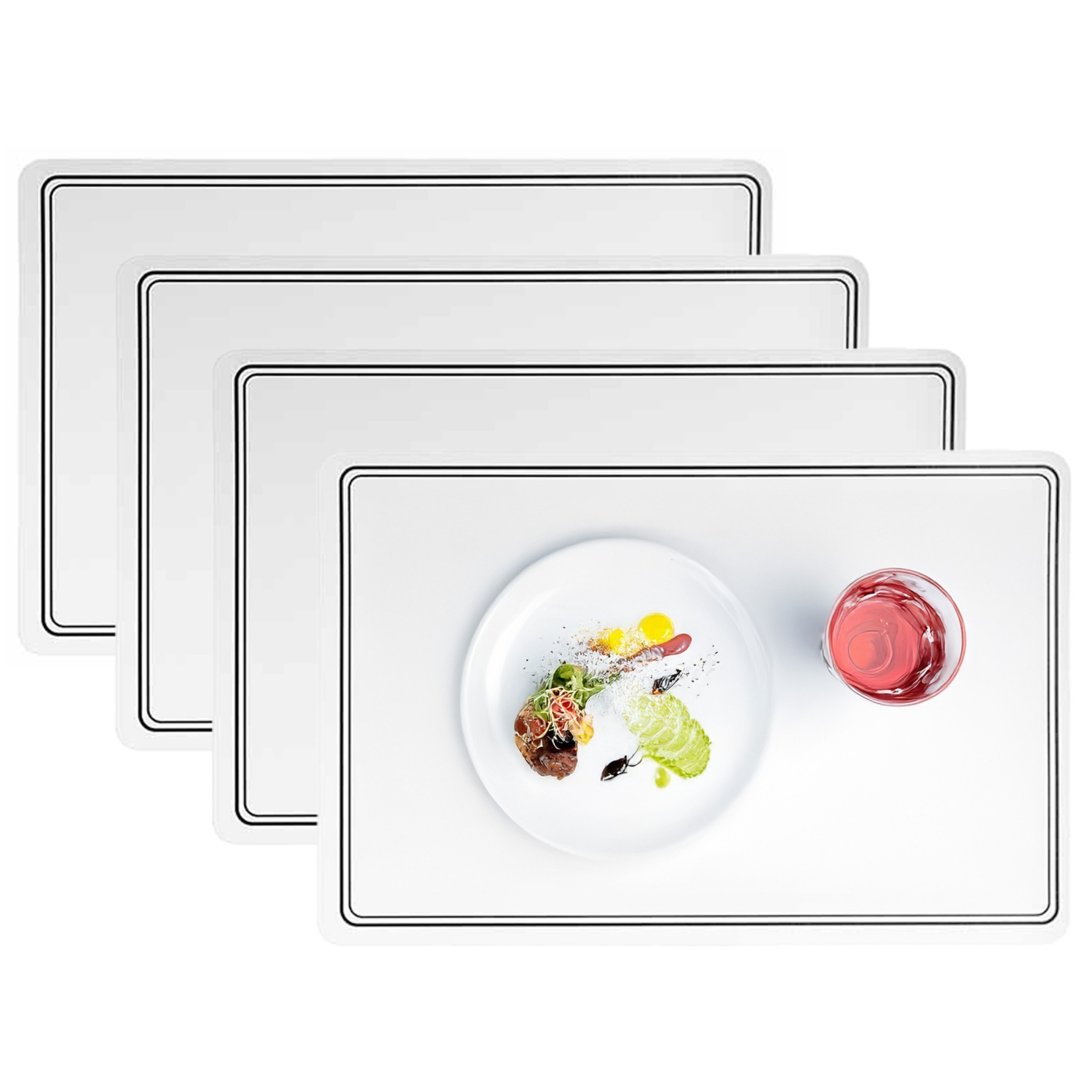 Cosy & Trendy Cosy en Trendy tafel placemat Renee - 4x - PU-leer/leer look - wit - 43 x 30 cm - tafel onderleggers -