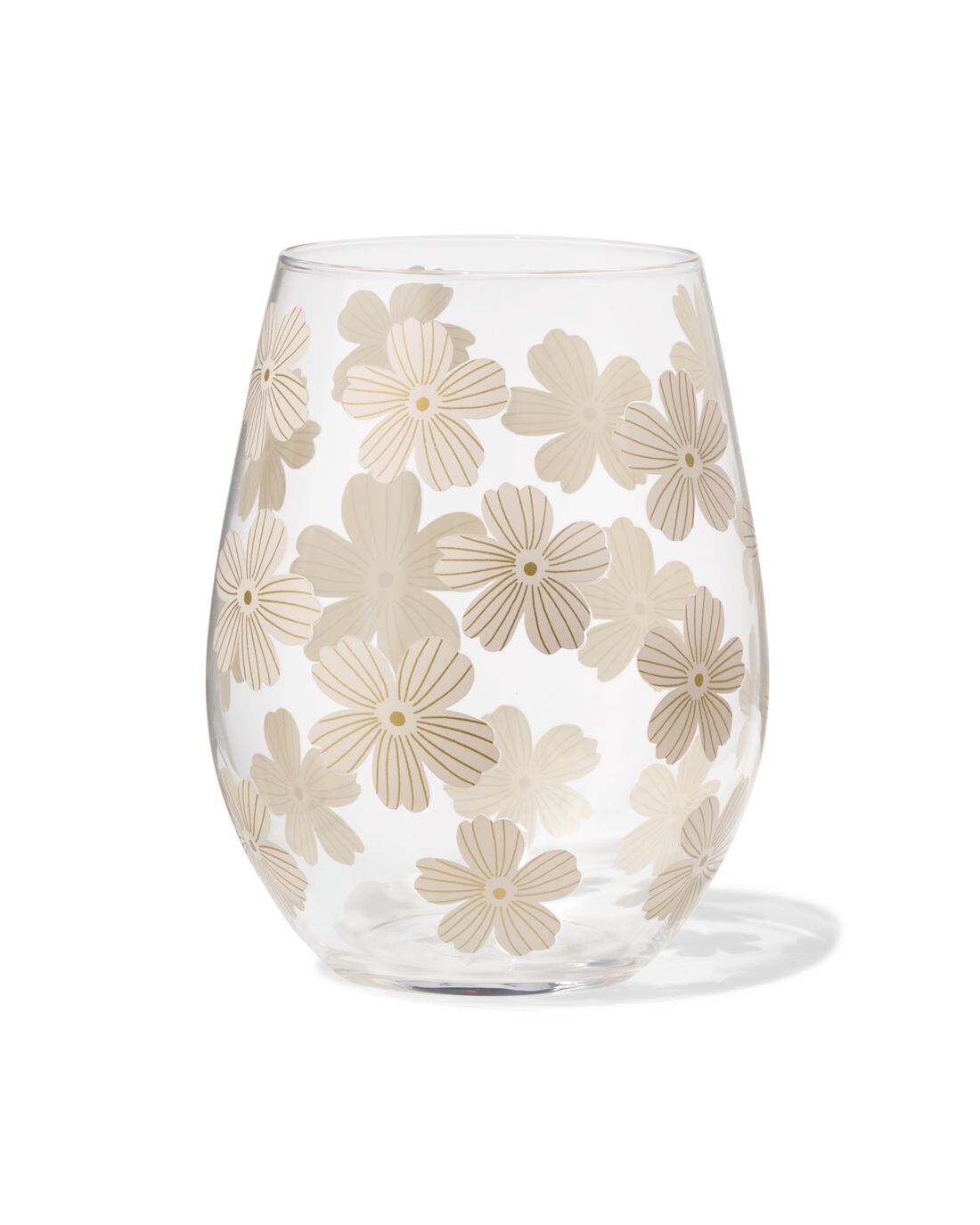 HEMA Glas 550ml bloemen (beige)