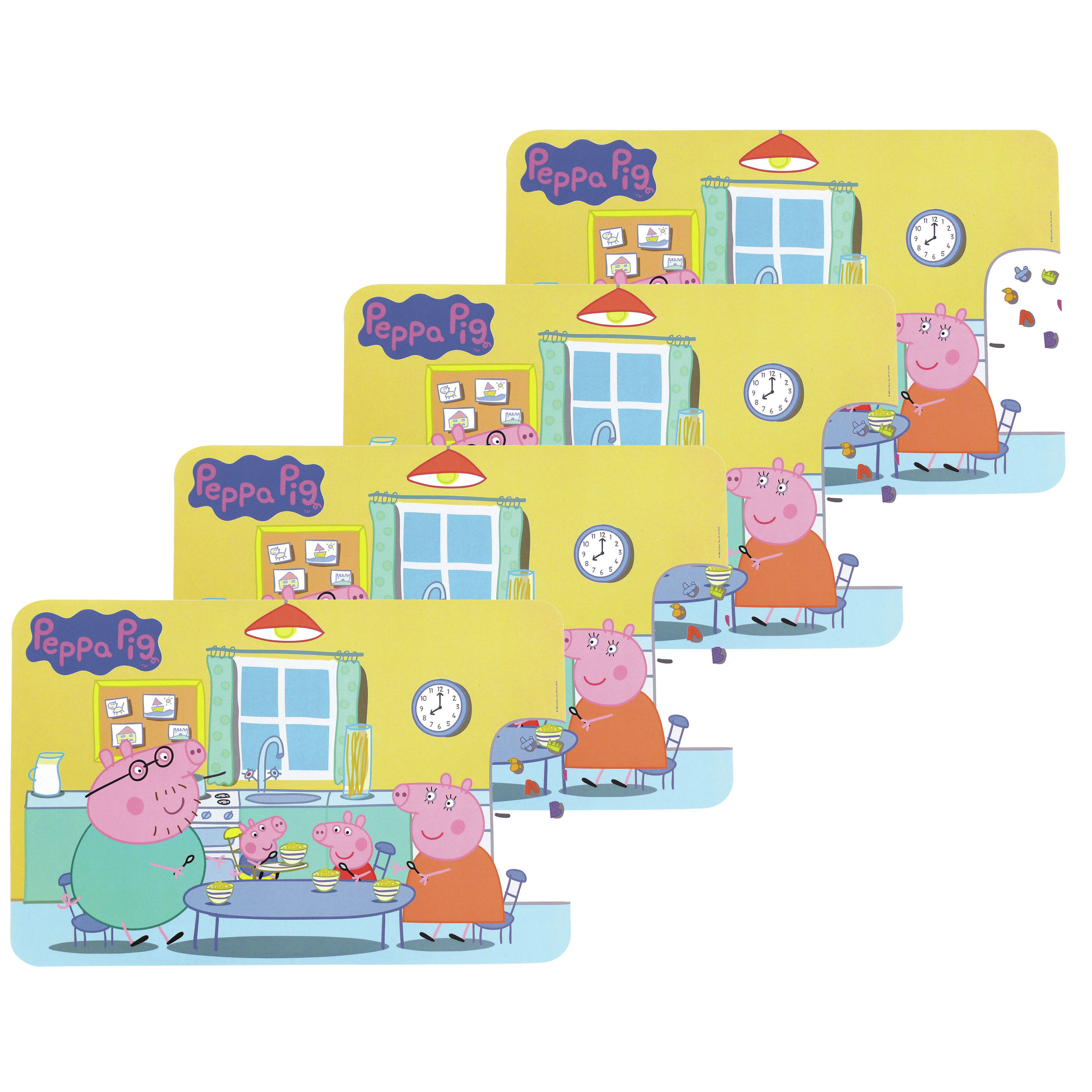Peppa Pig Peppa Big Placemat - 4x - 43 x 28 cm - onderlegger - eten en knutsel placemat - kinderen -