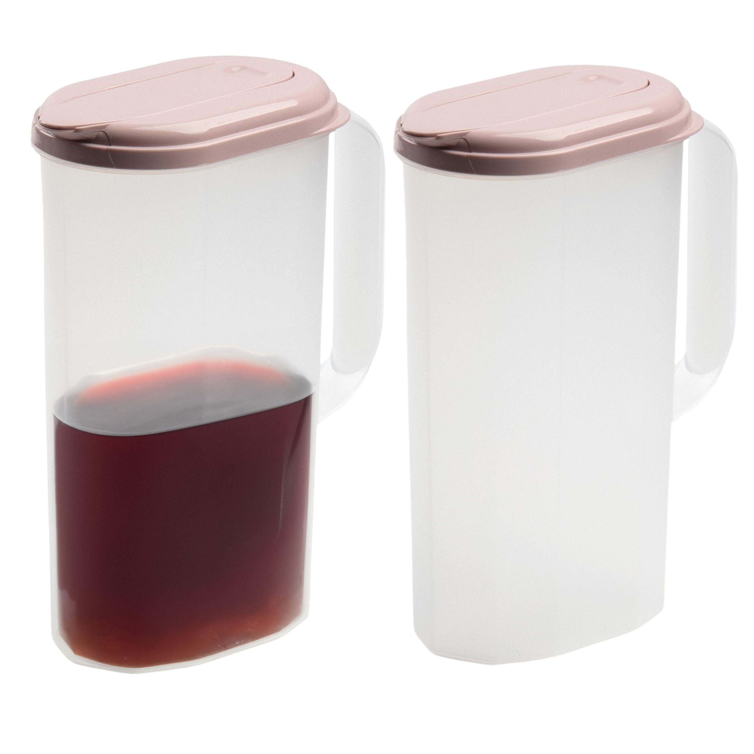 PlasticForte Schenkkan - 2x - Limonadekan - Waterkan - met deksel - 2000 ml - roze - kunststof -