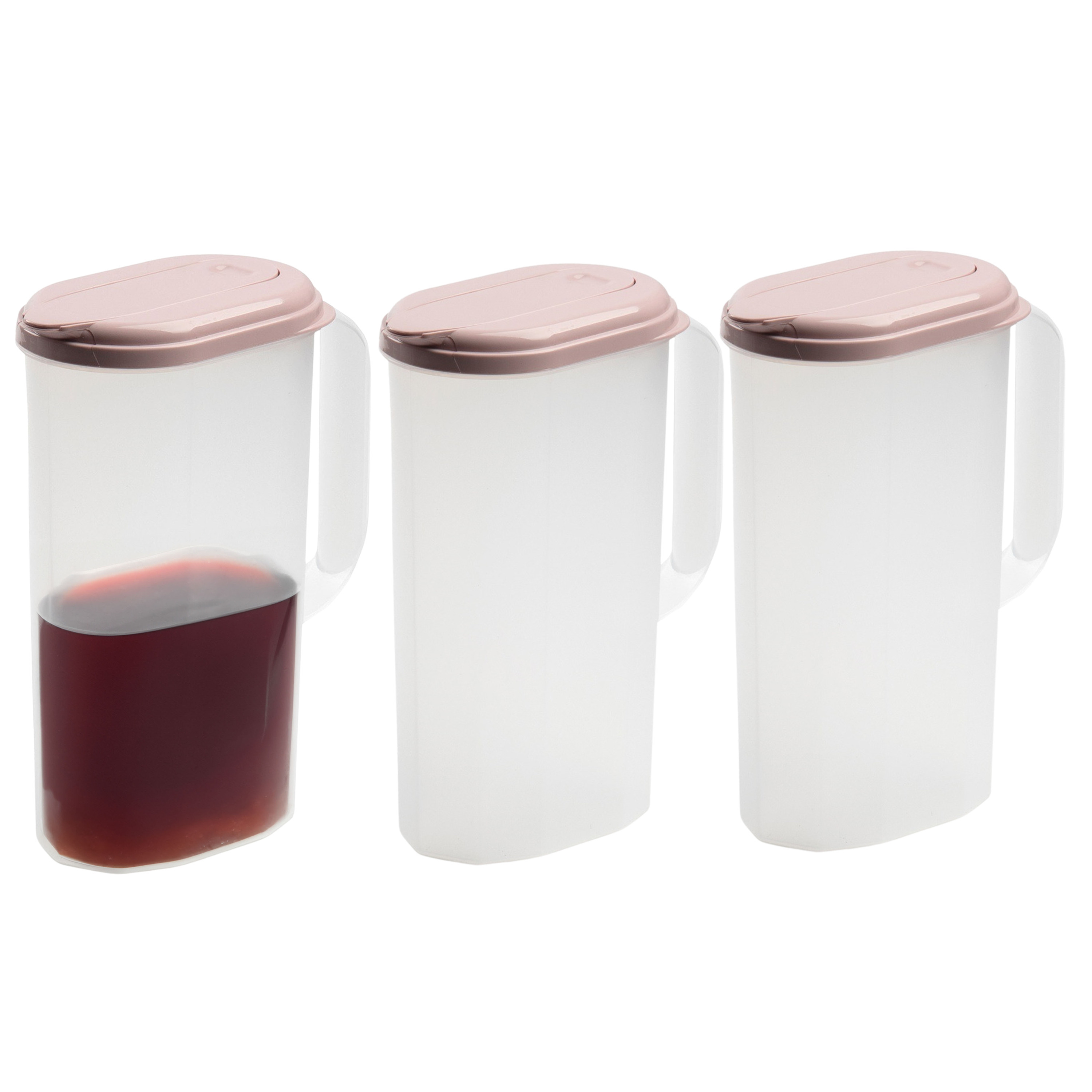 PlasticForte Schenkkan - 3x - Limonadekan - Waterkan - met deksel - 2000 ml - oudroze - kunststof -