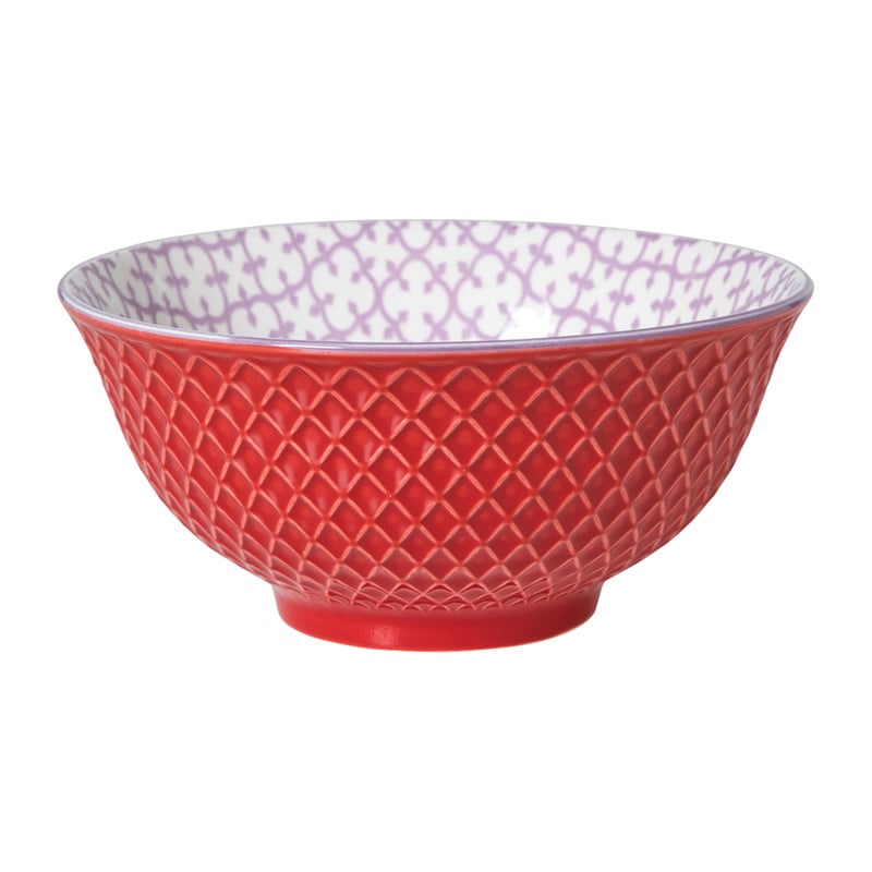 Xenos Schaaltje Anna groot - rood/grijs - ø15.5x7 cm