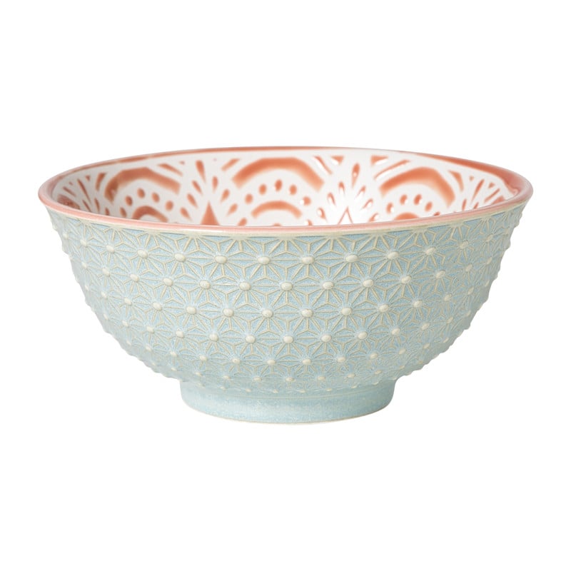 Xenos Schaaltje Abby groot - blauw/roze - ø15.5x7 cm